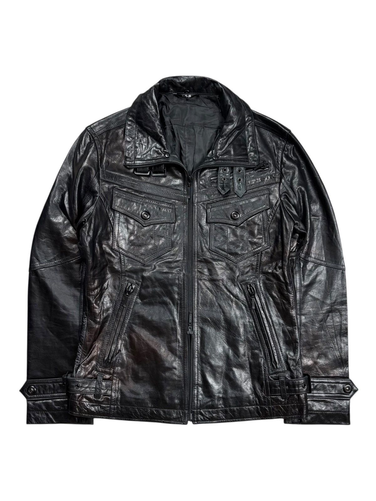 Ekam 2000s Atelier Sab - Rider Burned Leather Jacket Size US M / EU 48-50 / 2 - 2 Thumbnail