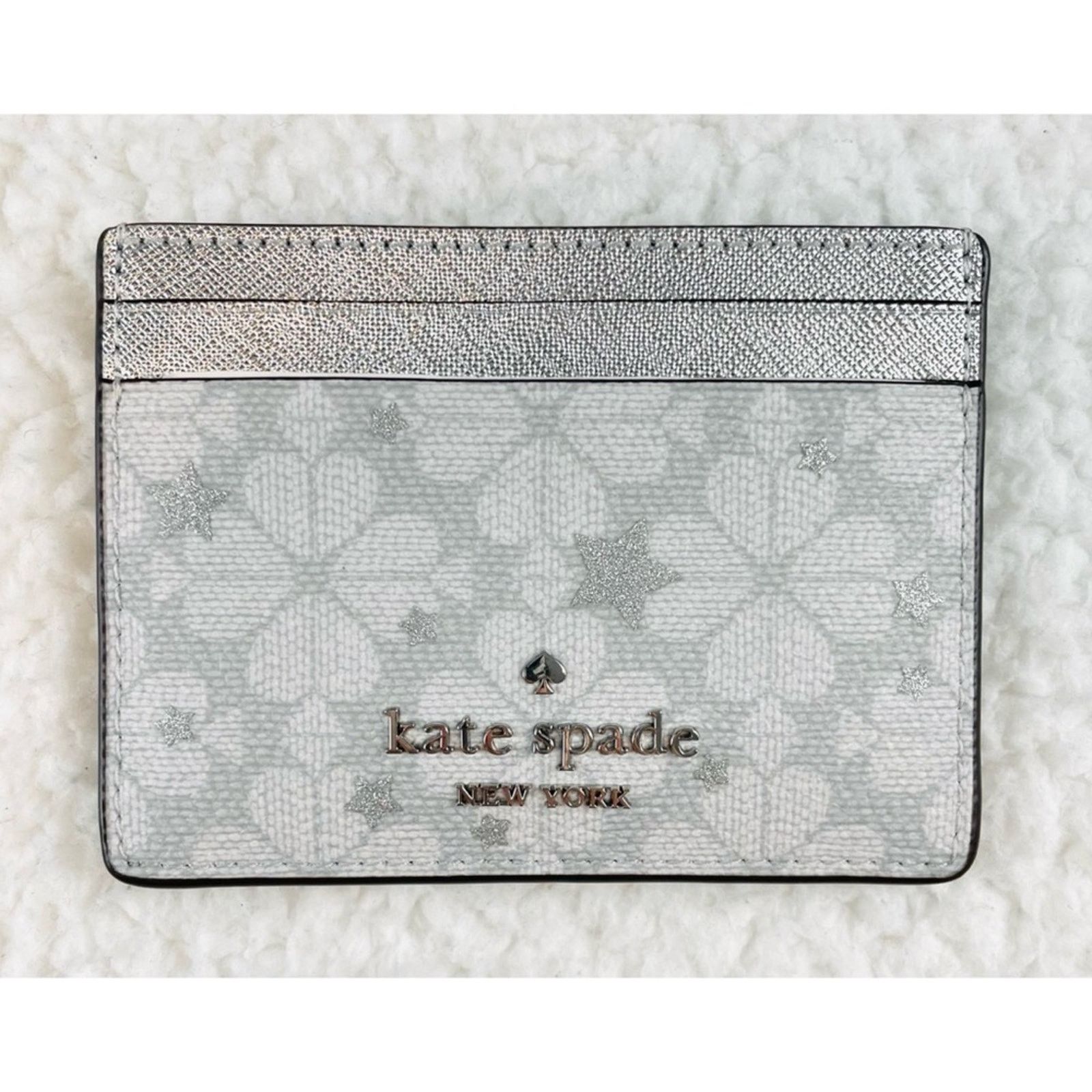 Kate Spade KATE SPADE • Platinum Grey Flower Star Slim Card Holder Size ONE SIZE - 4 Thumbnail