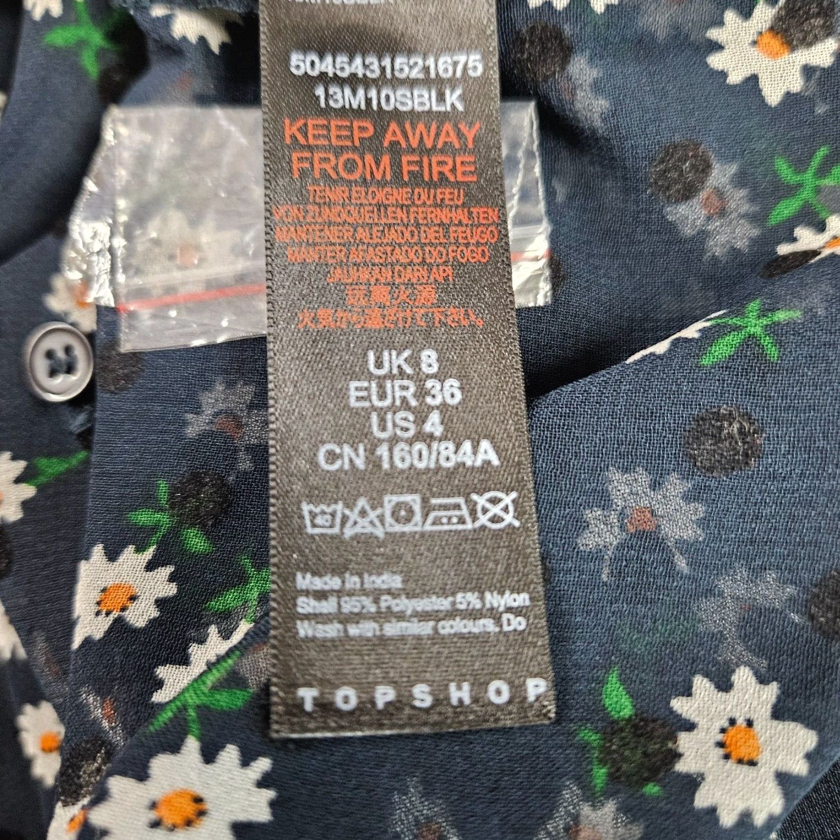 Topshop Topshop Button-Up Shirt Womens Sz 4 Multicolor Polka Dot Floral Sheer Long Sleeve Collared Size S / US 4 / IT 40 - 5 Thumbnail