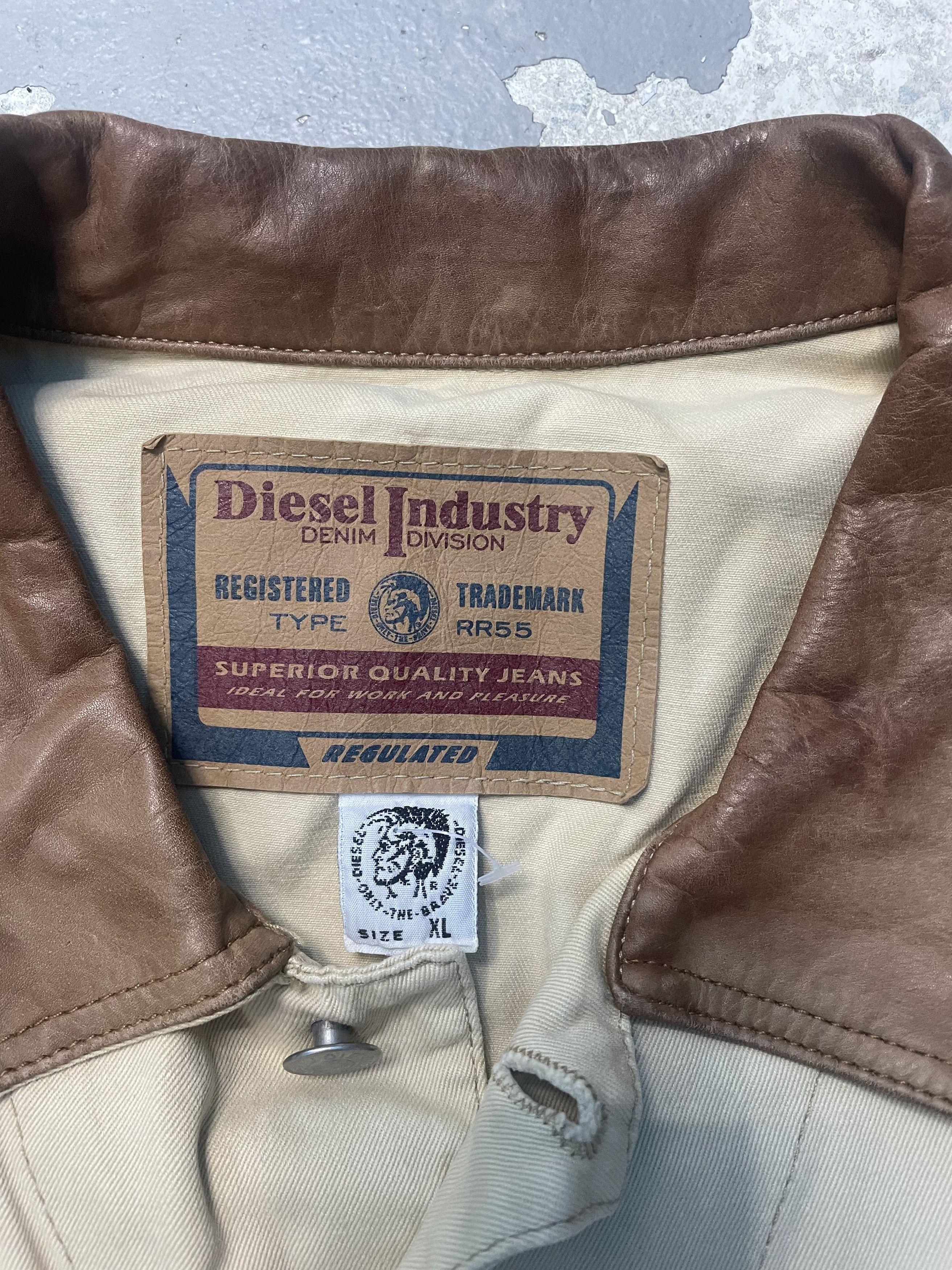 Diesel Vintage Diesel Industry Jacket Leather Collar Trucker Beige Size US XL / EU 56 / 4 - 3 Thumbnail