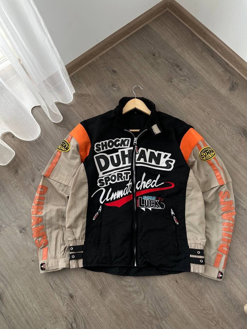 Japanese Brand × Vintage Vintage Duhan’s Shocki Moto Black Big Logo Racing Jacket Size US L / EU 52-54 / 3 - 3 Thumbnail
