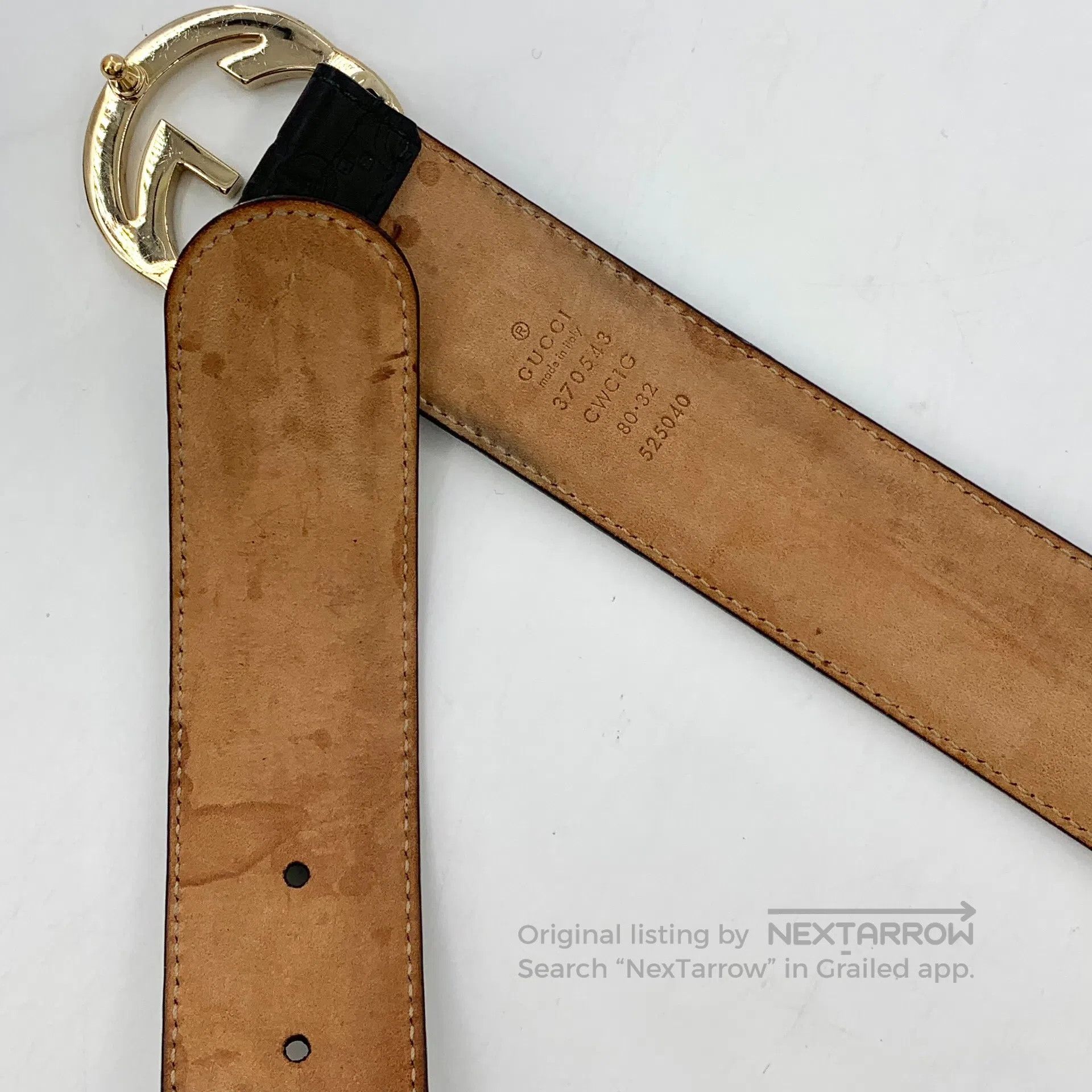 Gucci Guicci Black Logo Embossed Double G Buckle Leather Belt| Size ONE SIZE - 9 Thumbnail