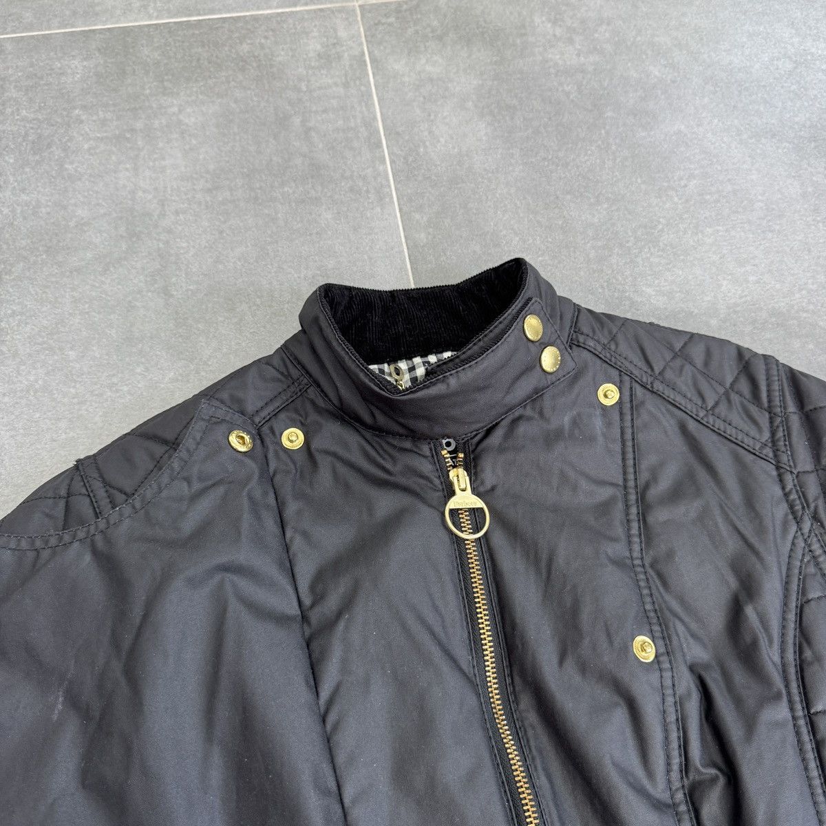 Barbour Barbour International Black Streak Axle Waxed Quilted Jacket Size L / US 10 / IT 46 - 10 Thumbnail