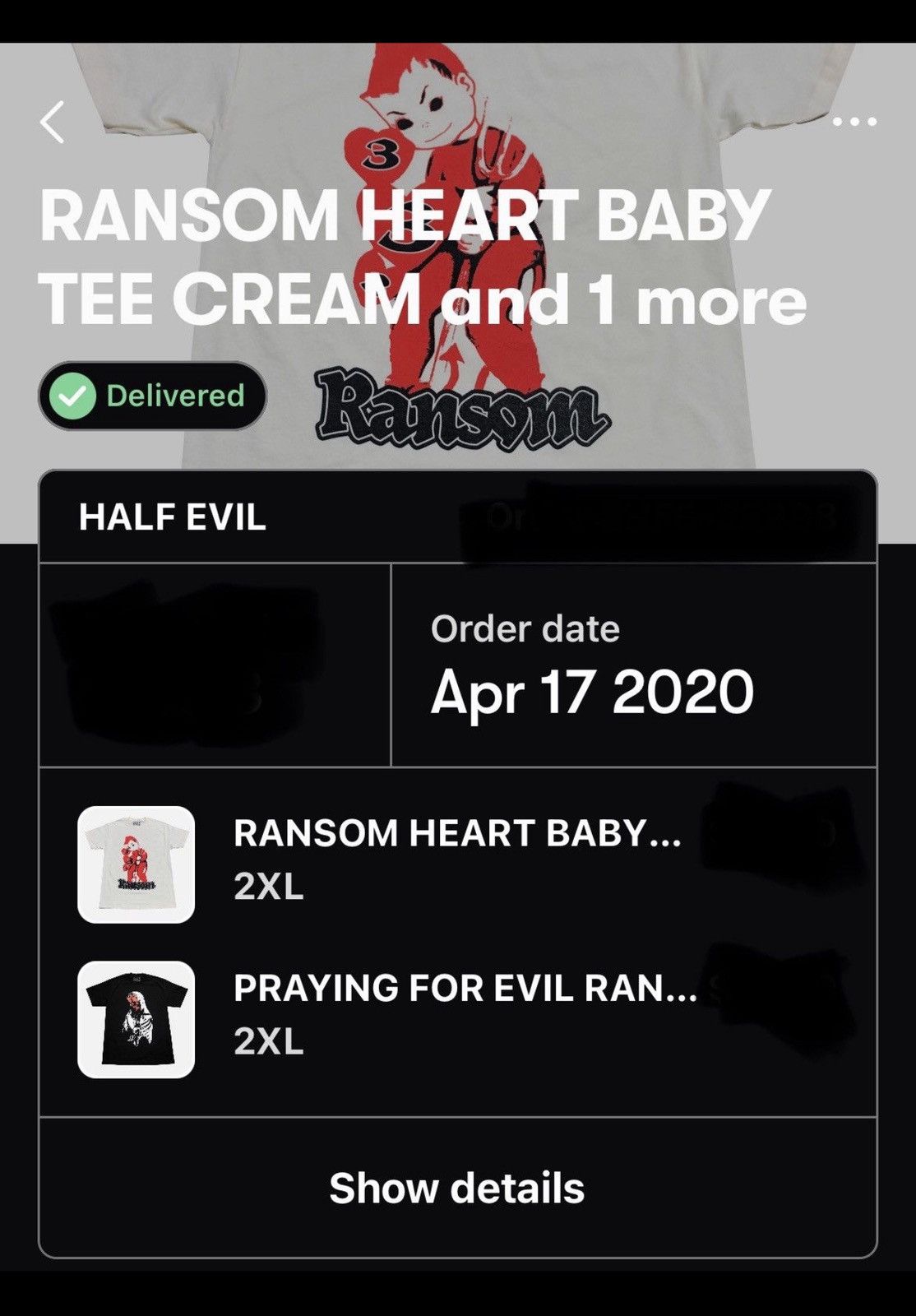 Other HALF EVIL x RANSOM HEART BABY TEE Size US XXL / EU 58 / 5 - 4 Thumbnail
