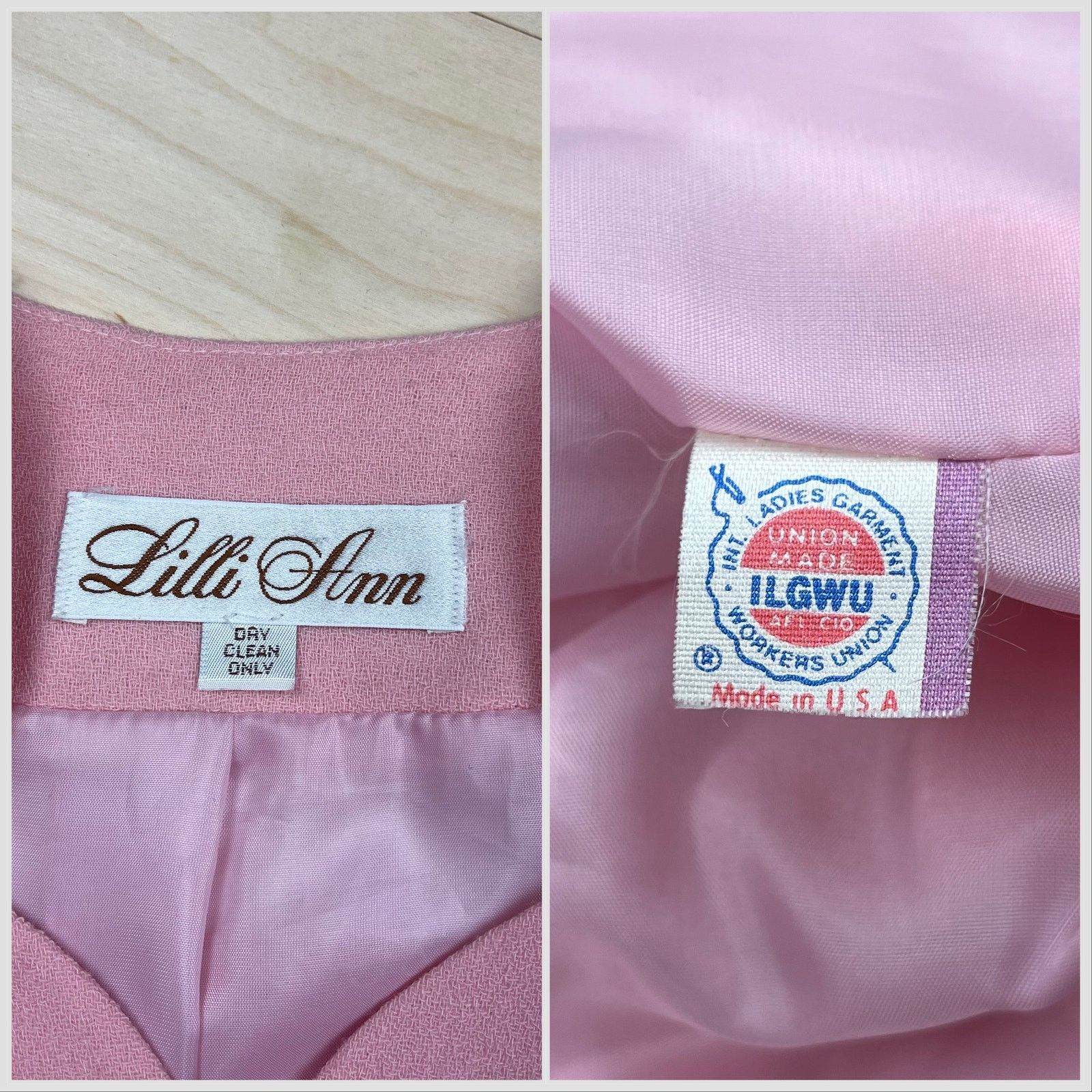 Vintage 1980s Pink Lilli Ann Peplum Jacket and Skirt Suit Set Size 26" / US 2 / IT 38 - 5 Thumbnail