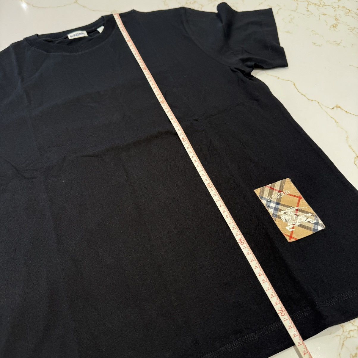 Burberry Burberry Check Patch Cotton T-shirt Black Size Medium Size US M / EU 48-50 / 2 - 6 Thumbnail