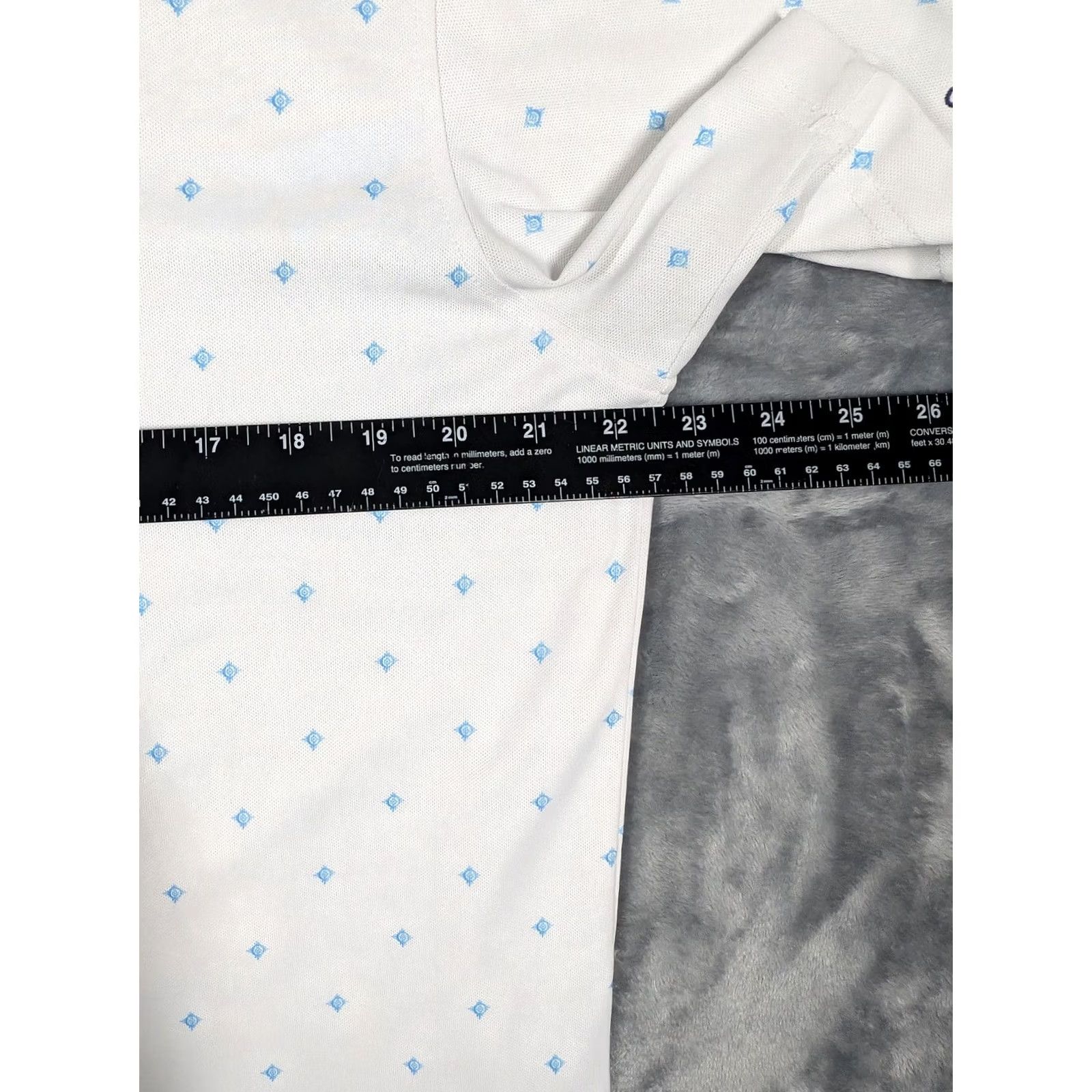 johnnie-O johnnie-O Polo Shirt Mens M White Blue Cowboys Golf Club Embroidered Knit Short Sleeve Geometric Pattern Size US M / EU 48-50 / 2 - 3 Thumbnail
