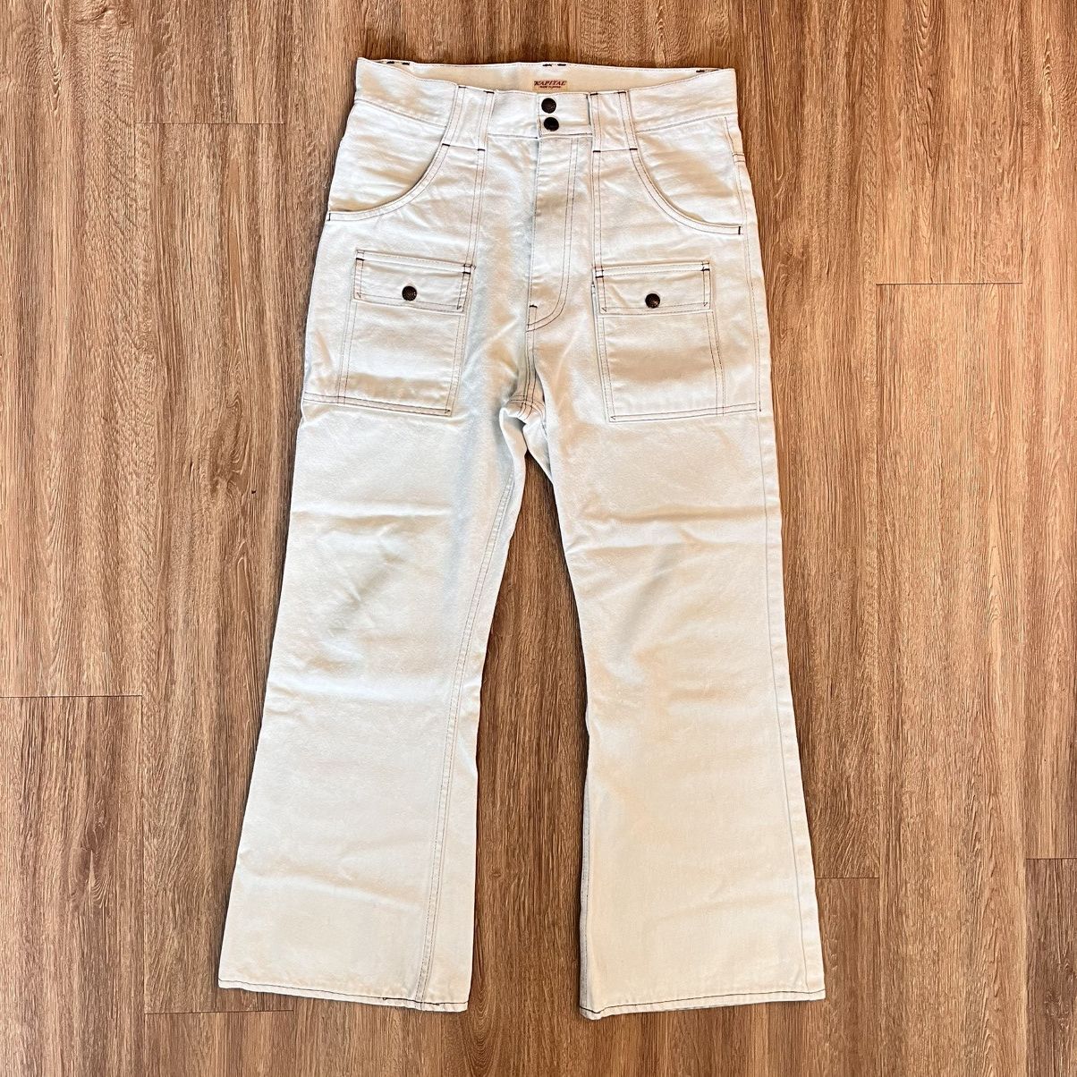 Kapital white denim flare jeans