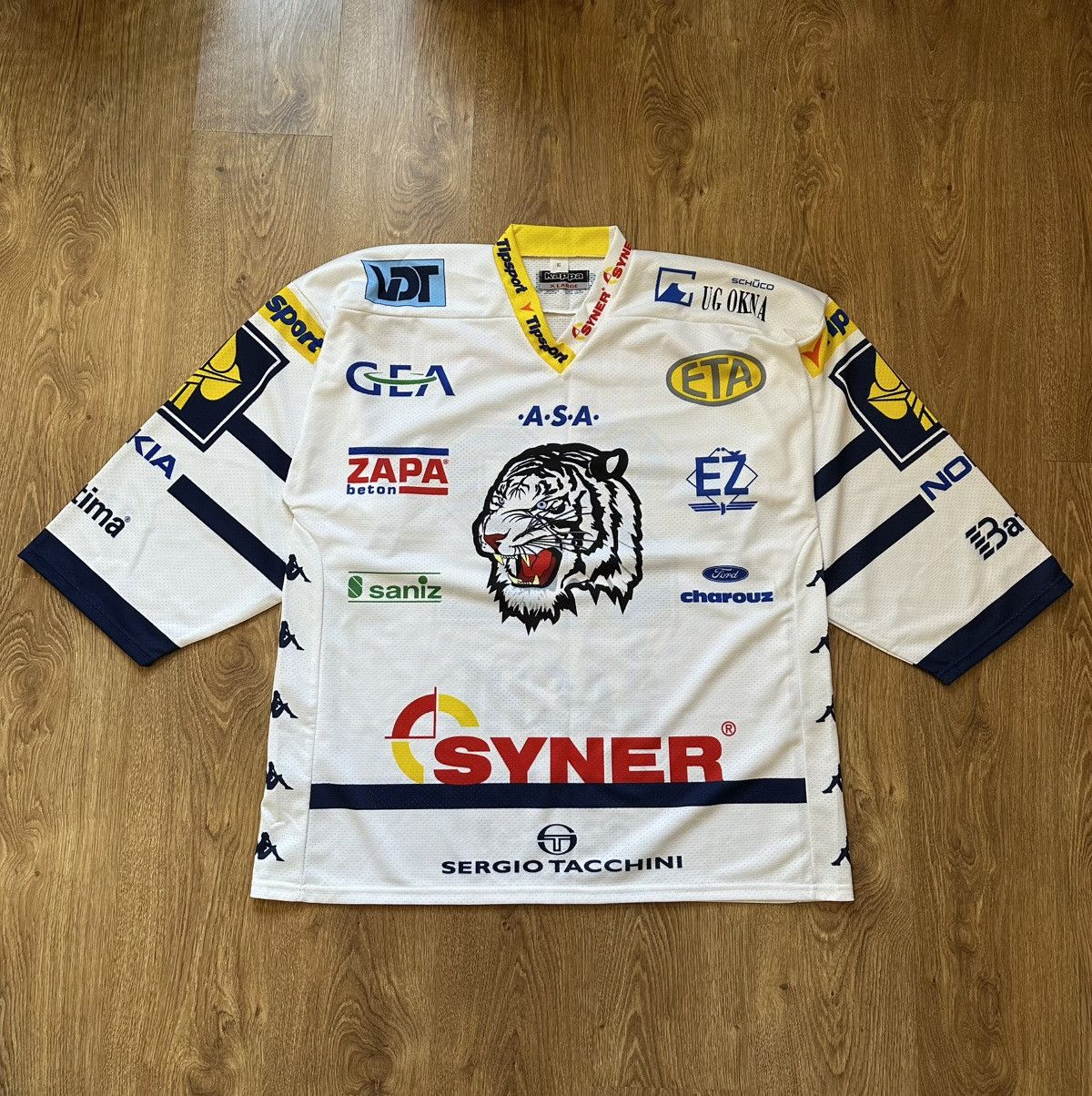 Kappa × NHL Bili Tygri Liberec Kappa 2006 2007 Hockey Jersey #22 Sachl Size US XL / EU 56 / 4 - 1 Thumbnail