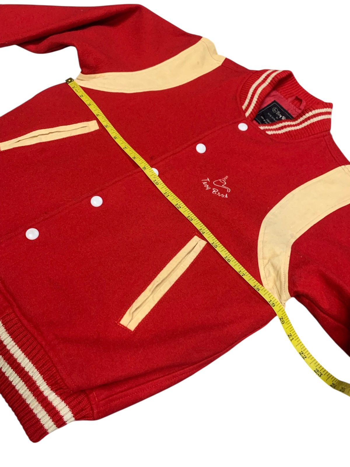 Vintage Vintage 90's Troy Bros Small Logo Button Ups Varsity Jacket Size US S / EU 44-46 / 1 - 9 Thumbnail