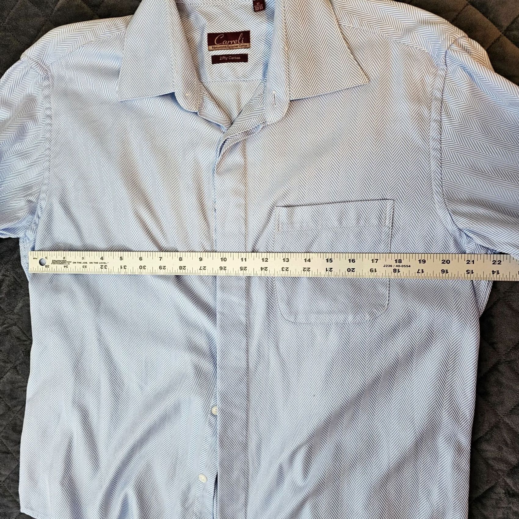 Vintage Carreli Dress Shirt 17 Blue Egyptian Cotton Button French Cuff Windsor White Collar Business Shirt Mens Size 46R - 5 Thumbnail