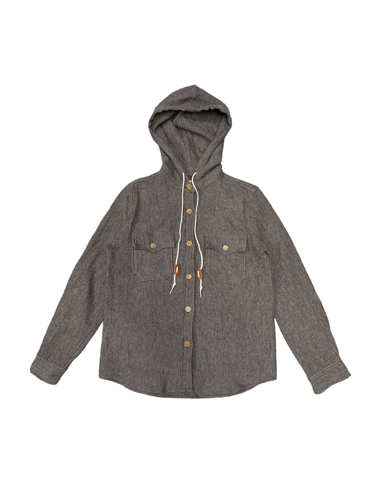 ORSLOW WOOL BUTON UP HOODIE SHIRT
