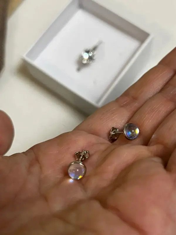 Jewelry × Sterling Silver 5MM Round Exquisite Moonstone Earring Size ONE SIZE - 2 Thumbnail