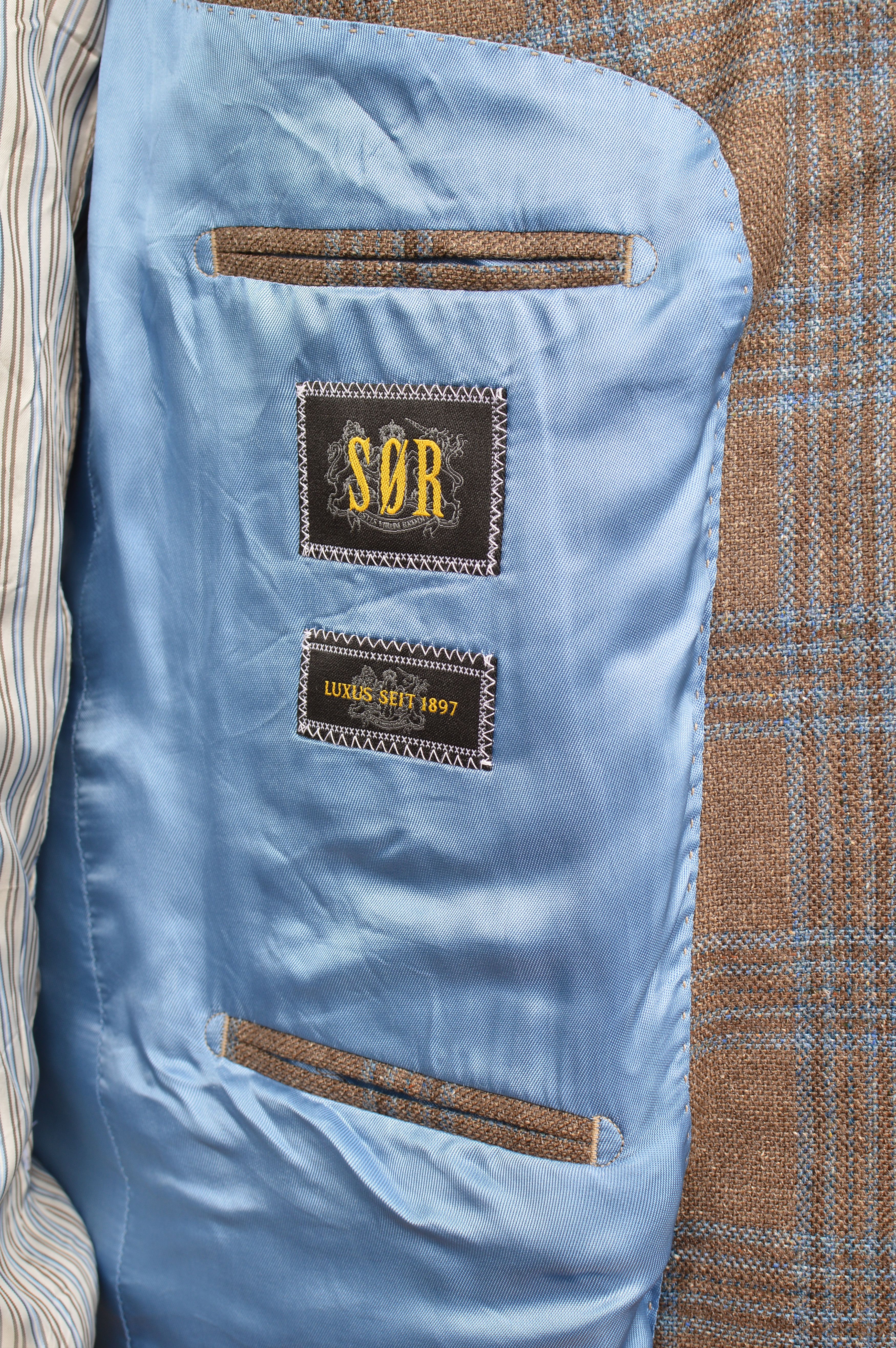 Other SOR Silk Wool Brown Check 2-Button Blazer Jacket Size 50R - 5 Thumbnail