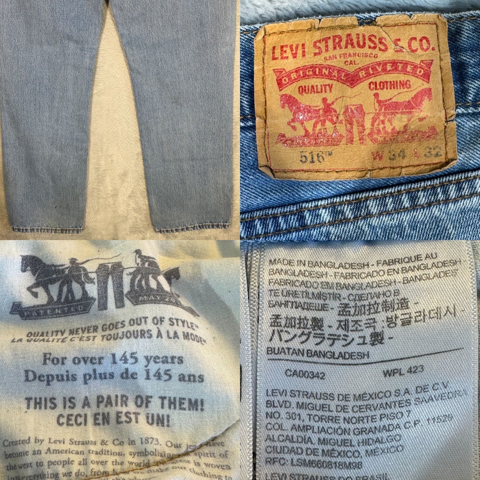 Levi's VINTAGE Levi’s 516 Jeans Men’s Slim Straight Jeans 34x32 Blue Light Wash Denim Slim Straight Leg Mens Size US 34 / EU 50 - 8 Thumbnail