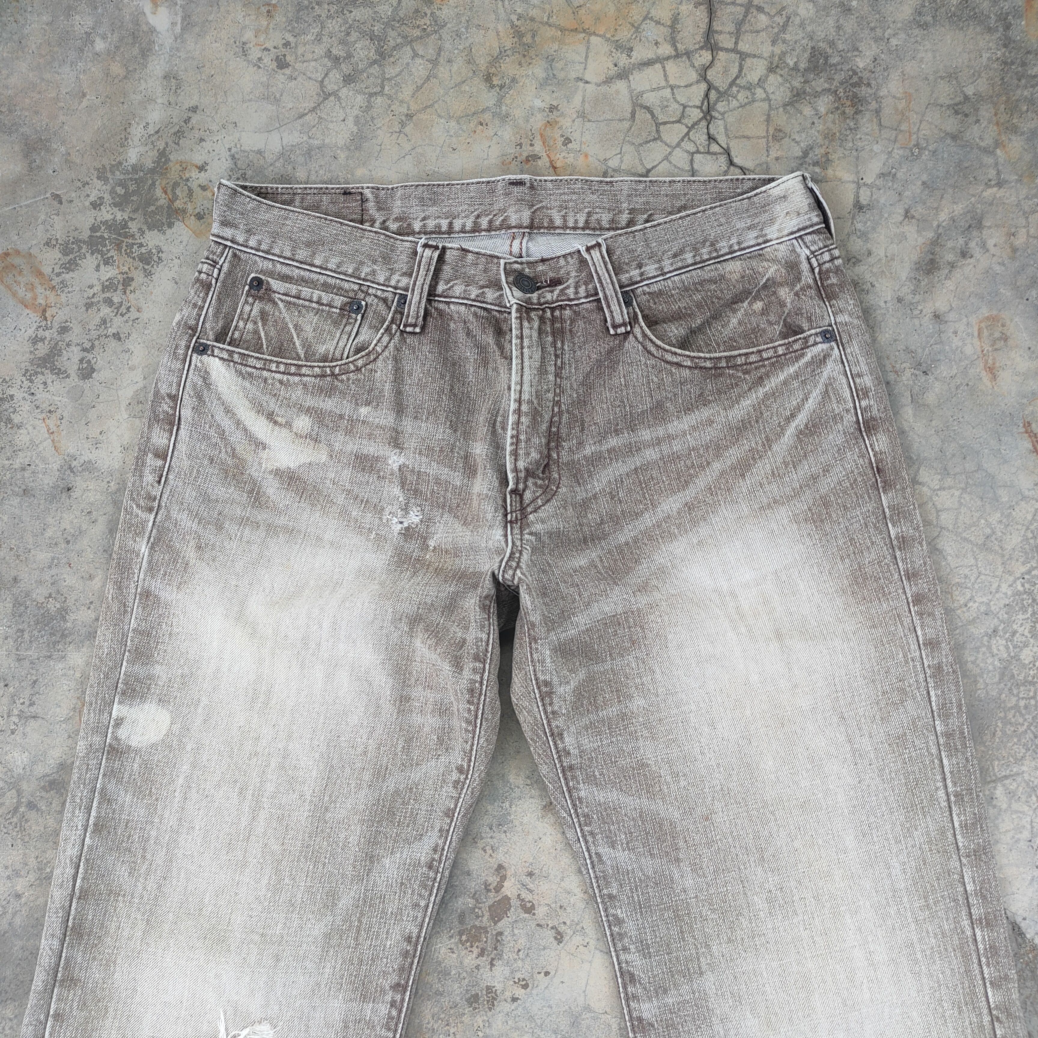 Japanese Brand W32×33 VINTAGE CRARK WASH FADED BROWN DISTRESSED JEAN PANTS Size US 32 / EU 48 - 3 Thumbnail