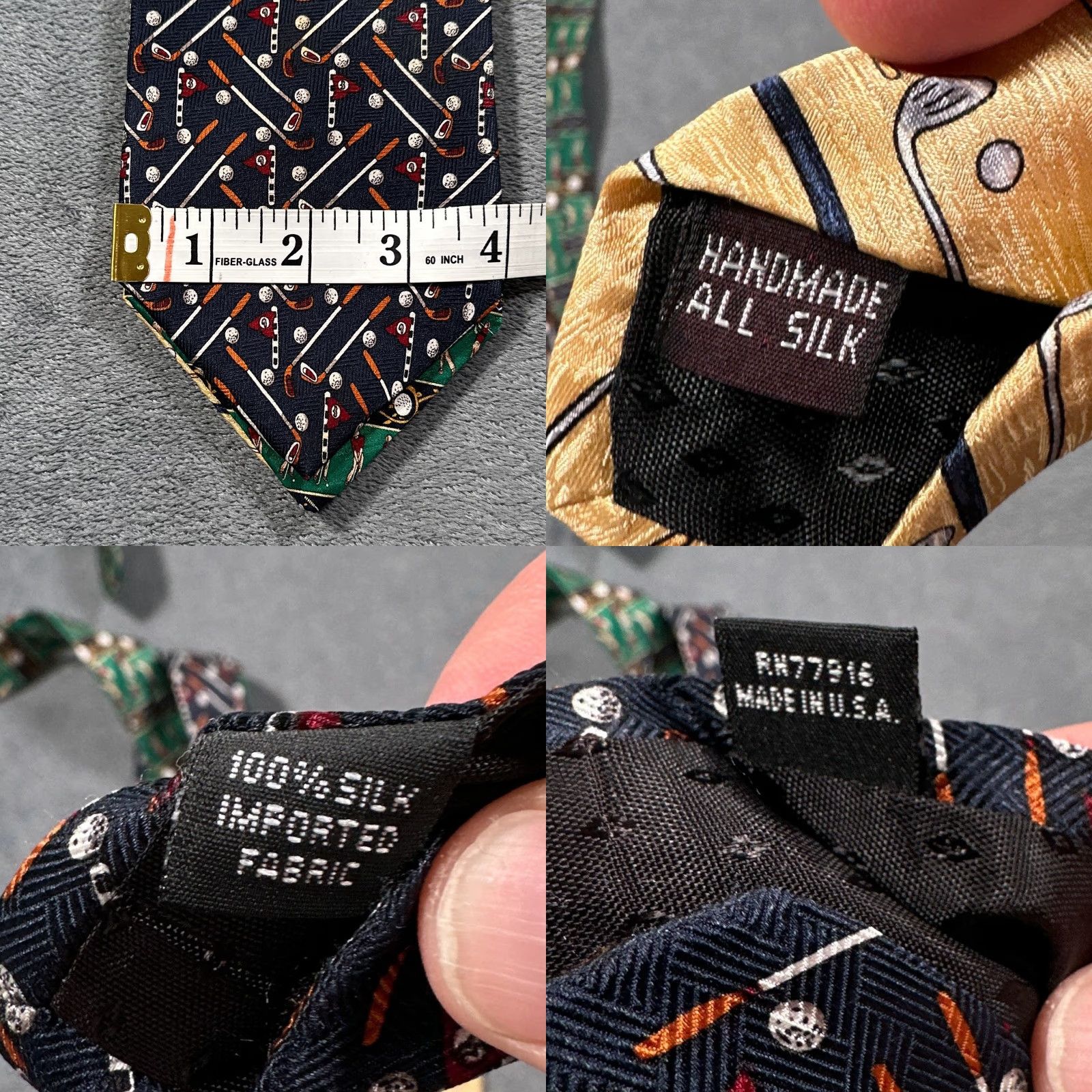 Vintage VINTAGE Crooks & Creed Golf Silk Tie Mens Striped Club Novelty 100% Silk Green Yellow Putter Handmade Size ONE SIZE - 8 Thumbnail