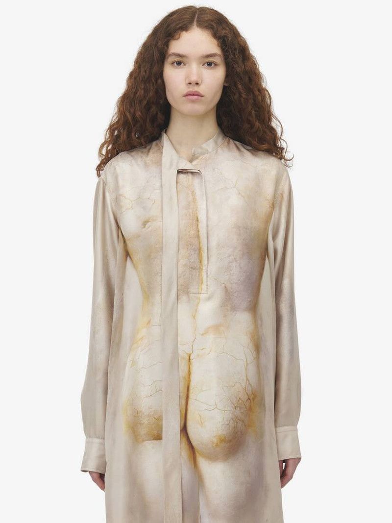 Alexander McQueen o1srvl11e0326 Sculpted Bum Mini Shirt Dress in Multicolor Size XL / US 12-14 / IT 48-50 - 5 Thumbnail