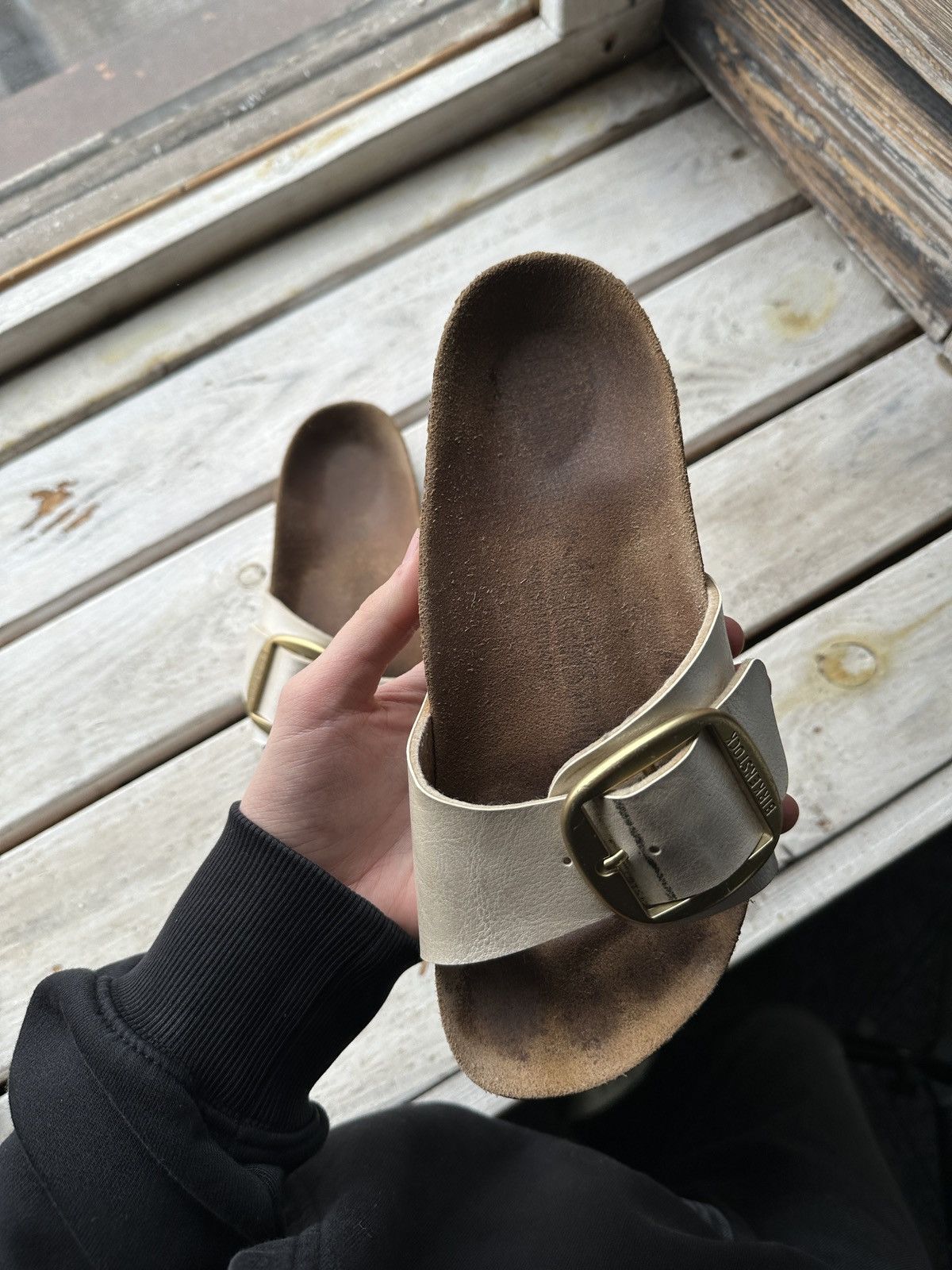 Birkenstock VNTG🚨 Birkenstock metal color Luxe Sandals rare slides Size US 6 / IT 36 - 10 Thumbnail