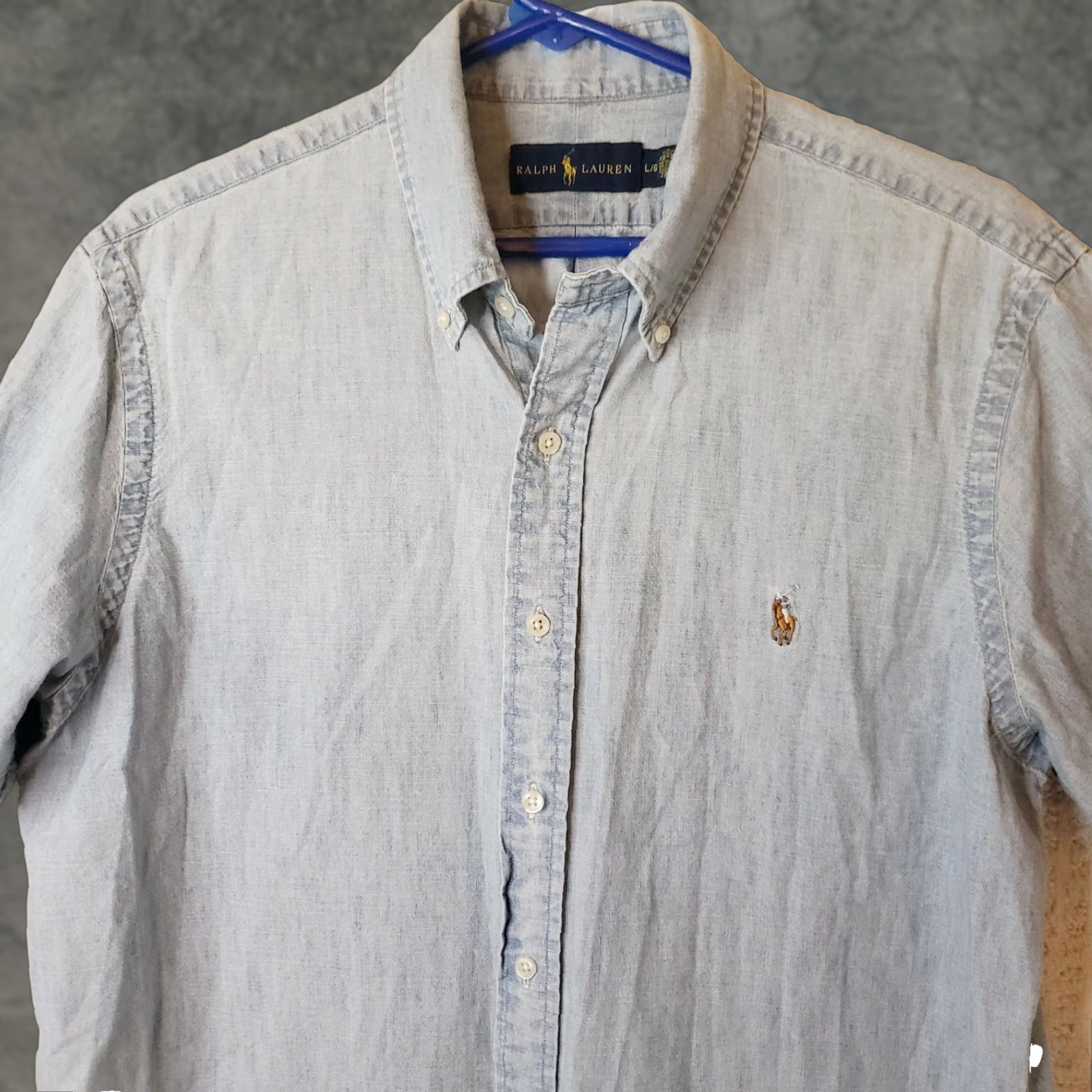Ralph Lauren Ralph Lauren Button-Down Shirt Denim Chambray Short Sleeve Pony & Rider Embroidered Multicolor Logo Blue L Mens Size US L / EU 52-54 / 3 - 1 Thumbnail
