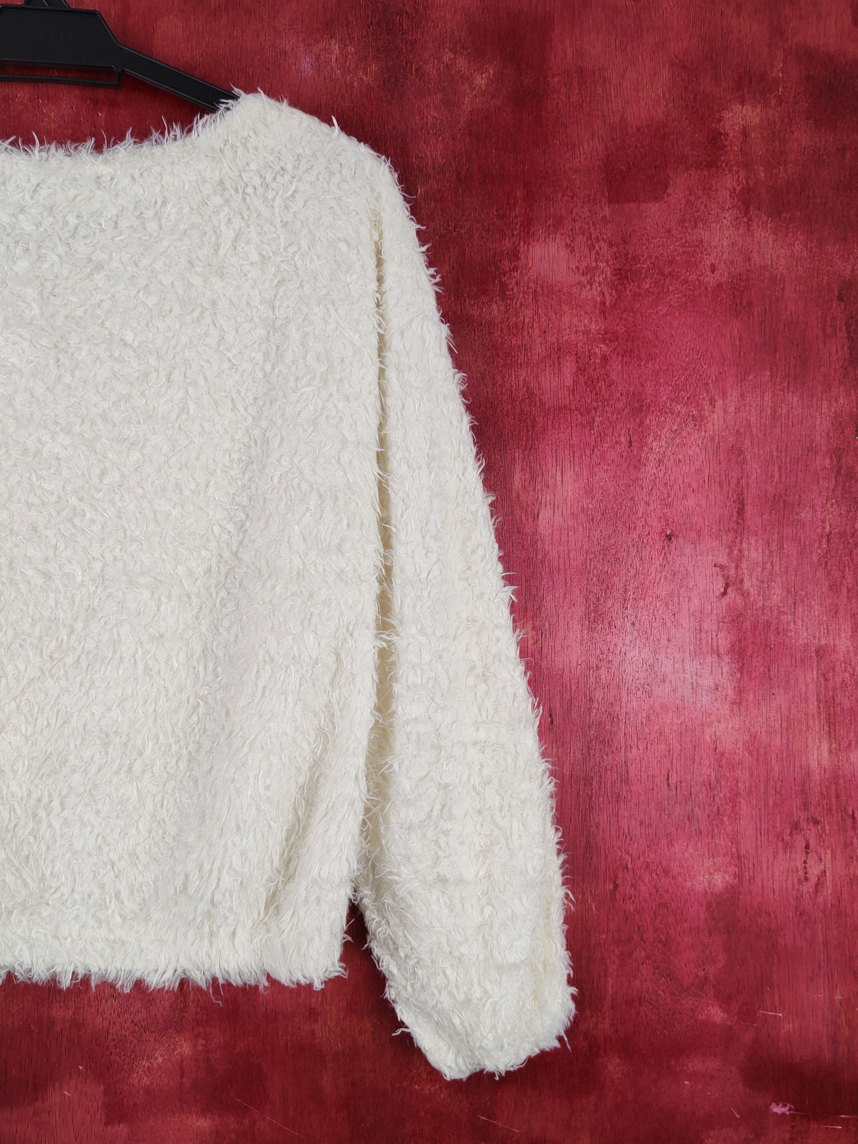 Japanese Brand × Vintage Chip Clip Ivory Shag Shaggy Fur Mohair Knitwear #S191905 Size M / US 6-8 / IT 42-44 - 9 Thumbnail