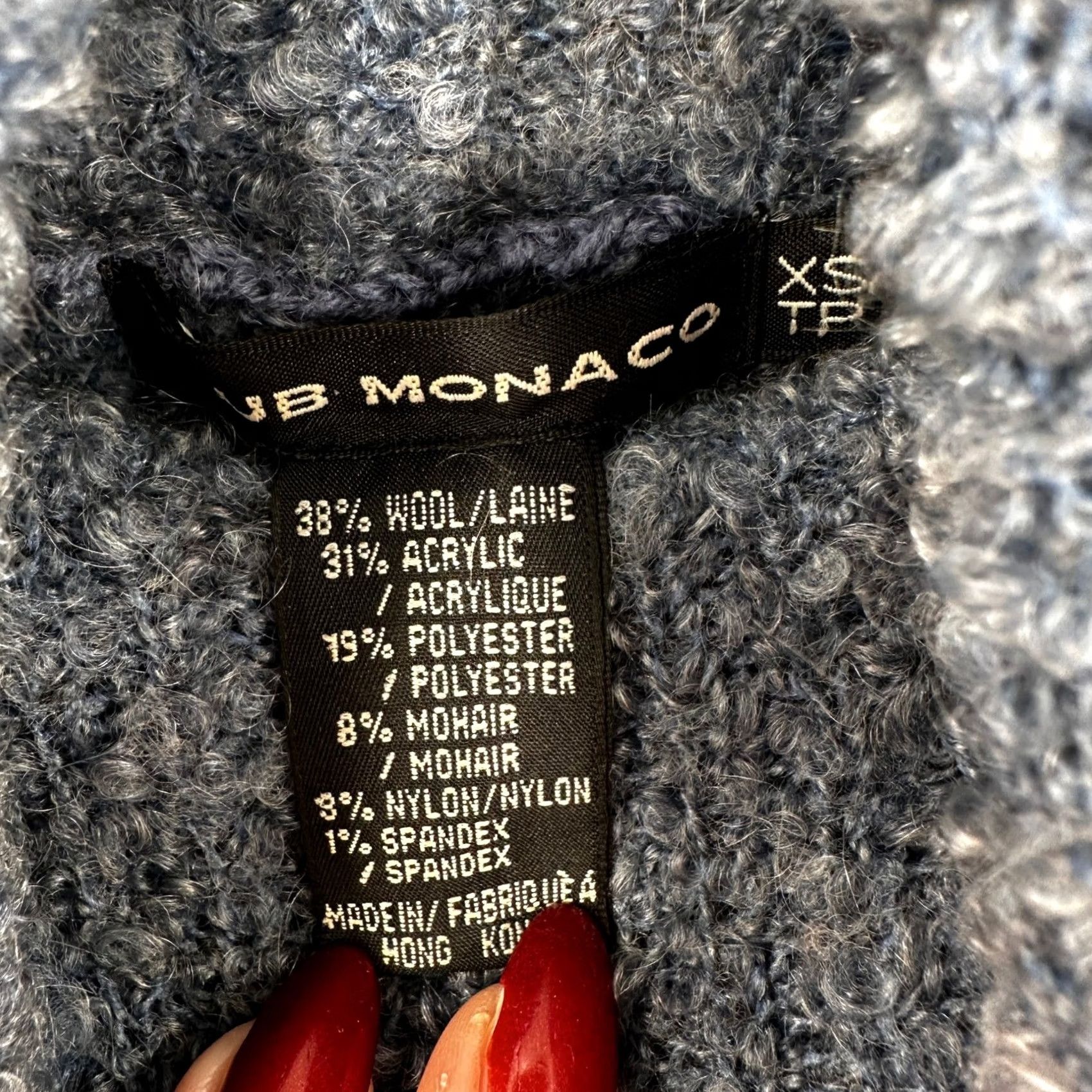 Club Monaco VINTAGE Club Monaco Blue Textured Cropped Turtleneck Sweater Womens XS Wool Mohair Size XS / US 0-2 / IT 36-38 - 4 Thumbnail