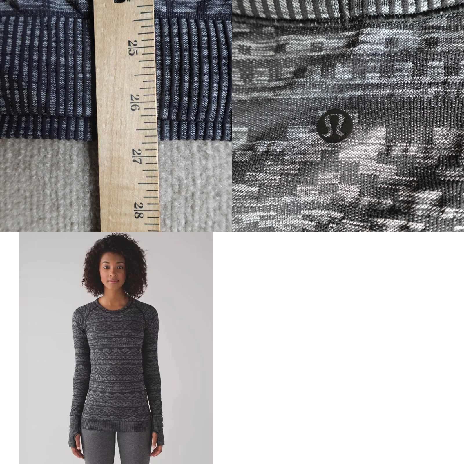 Lululemon Lululemon Womens Shirt Large Gray Geometric Pullover Crew Neck Activewear Running Geometric Shirt Womens L Gray Pullover Pullover Shirt Size L / US 10 / IT 46 - 8 Thumbnail