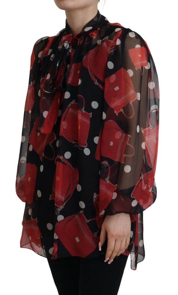 Dolce & Gabbana o1y0925 Silk Bow Blouse in Multicolor Size XS / US 0-2 / IT 36-38 - 3 Thumbnail