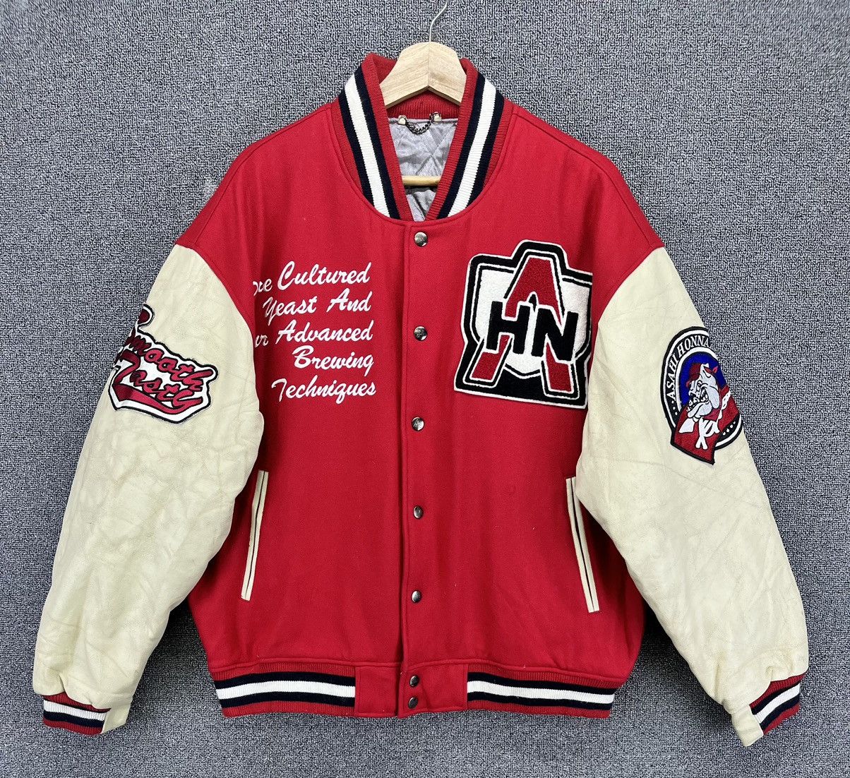 Japanese Brand Vintage Asahi Honnama Rare Wool Varsity Leather Jacket Size US M / EU 48-50 / 2 - 2 Thumbnail