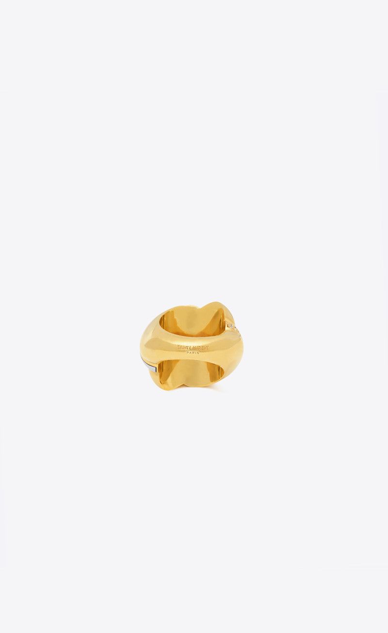 Saint Laurent Paris o1bcso1str0226 Size:07/Crystal Whirlwind Ring in Golden Size ONE SIZE - 4 Thumbnail