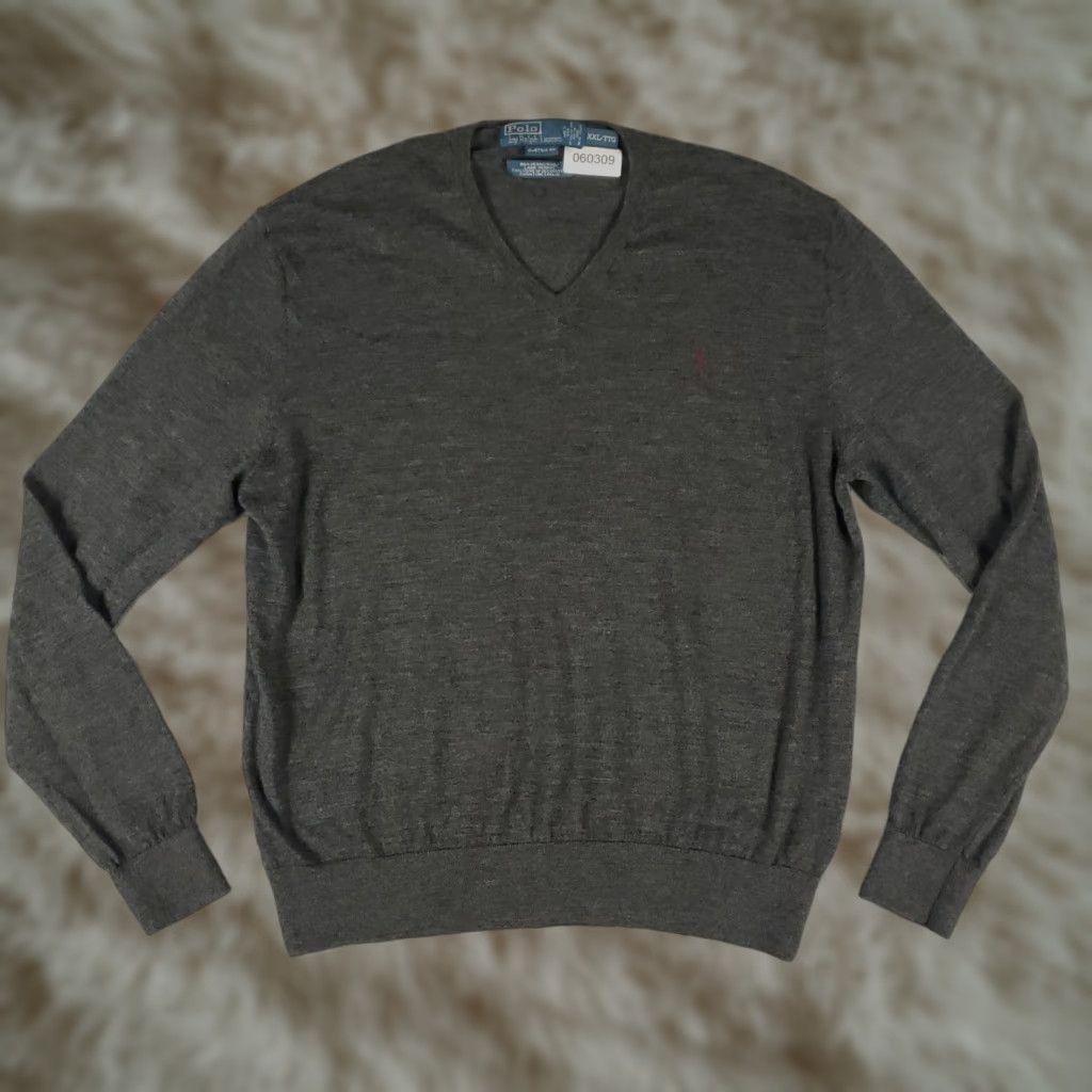 Polo Ralph Lauren Vintage Ralph Lauren Polo Sweater Men 2XL Wool Pullover V Neck Gray Classic Modern Size US XXL / EU 58 / 5 - 1 Thumbnail