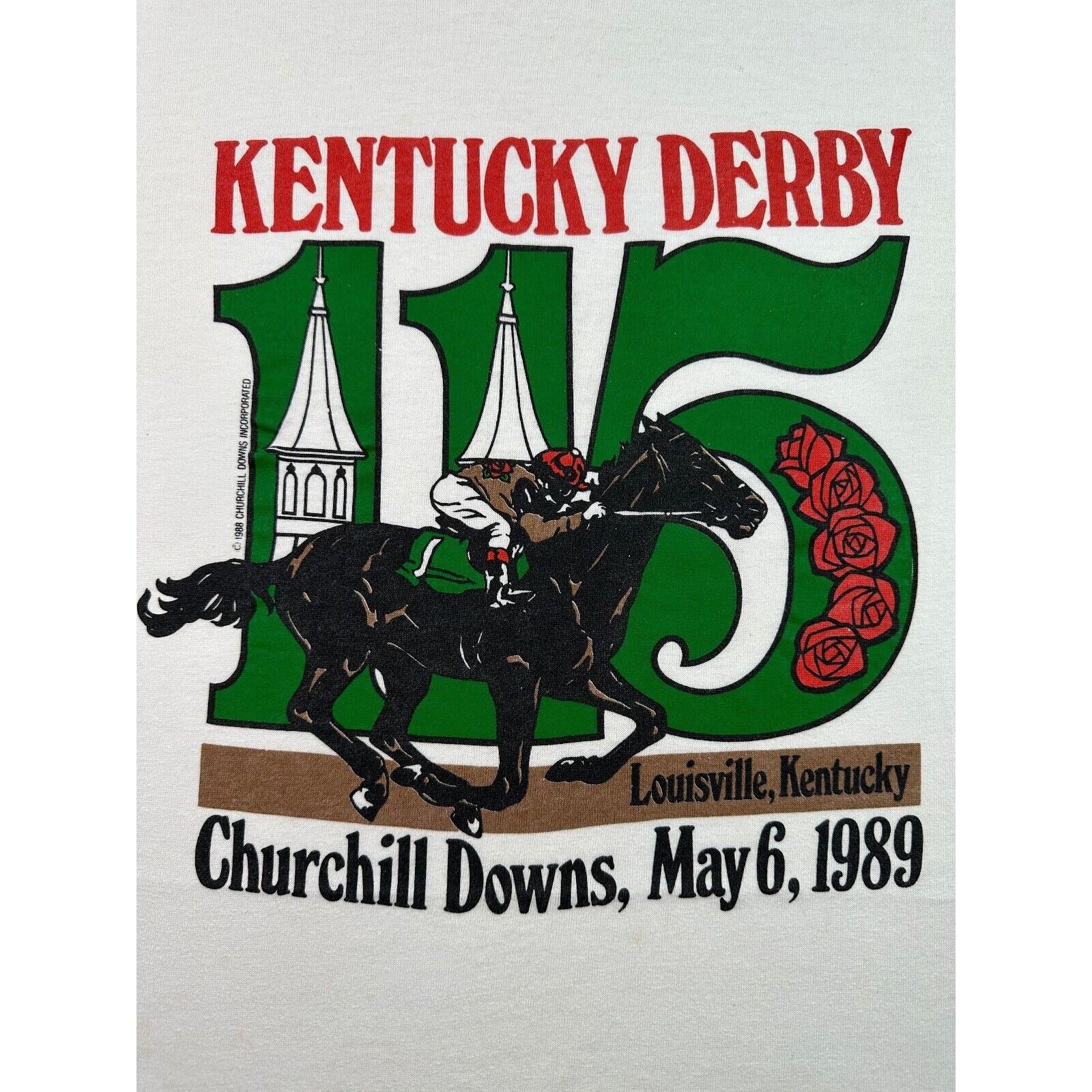Vintage Vintage 1989 115th Kentucky Derby Churchill Downs T-Shirt Size US S / EU 44-46 / 1 - 2 Thumbnail