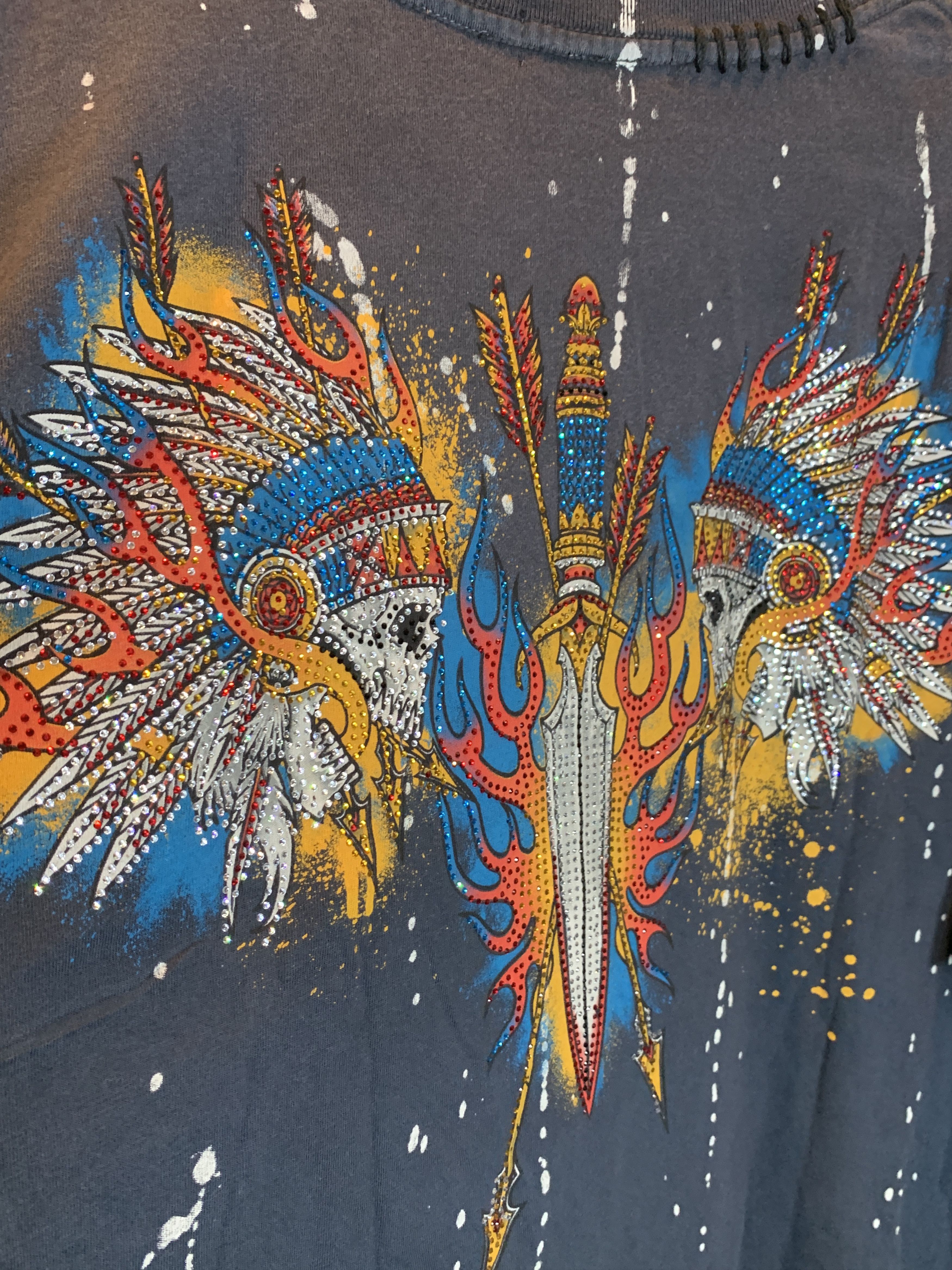 Affliction RARE* New Affliction Black Label Rhinestone Distressed Shirt Size US XXL / EU 58 / 5 - 4 Thumbnail