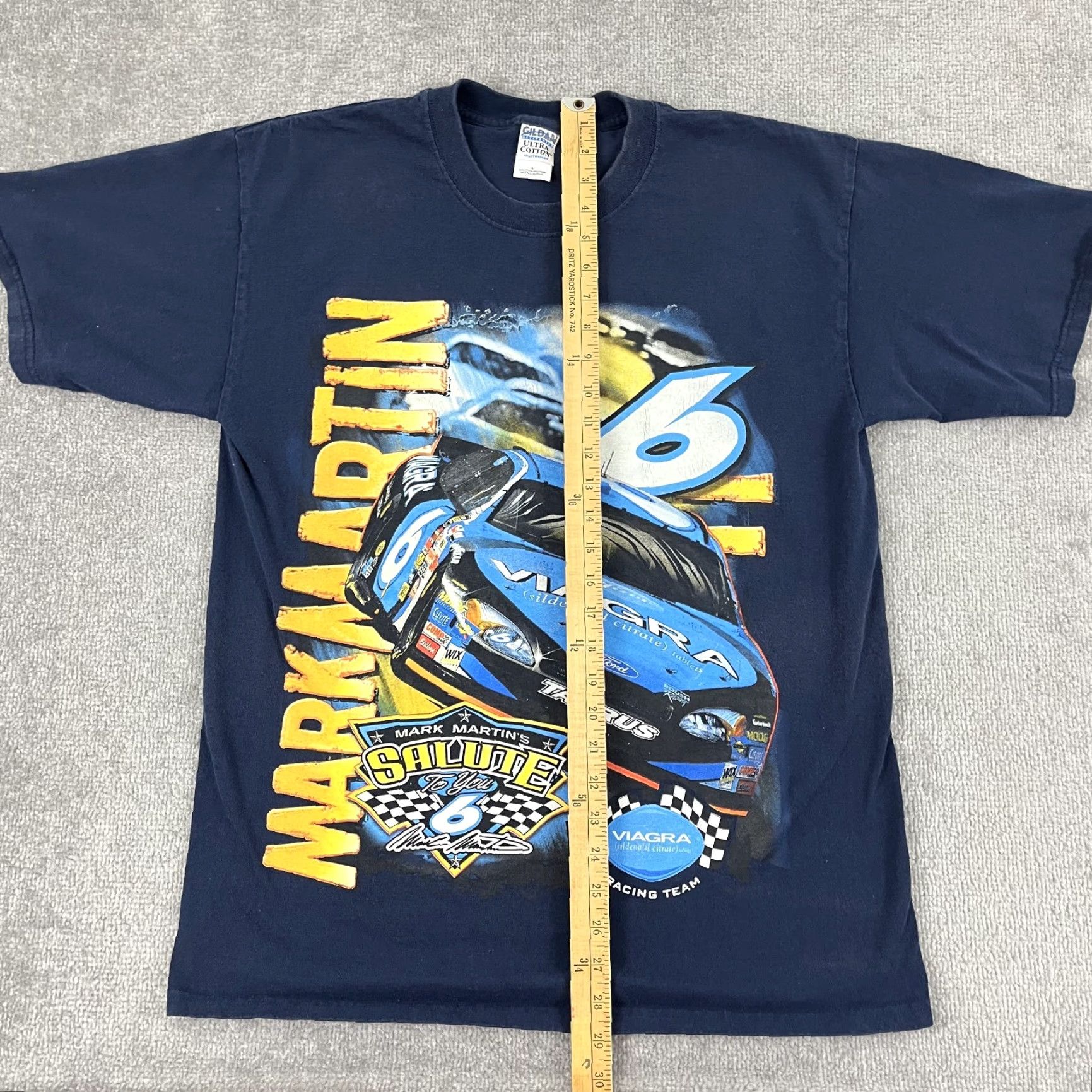 Gildan VINTAGE Gildan Mark Martin NASCAR Shirt Mens Large Blue Viagra Graphic Tee Double-Sided Graphic Print Size US L / EU 52-54 / 3 - 4 Thumbnail