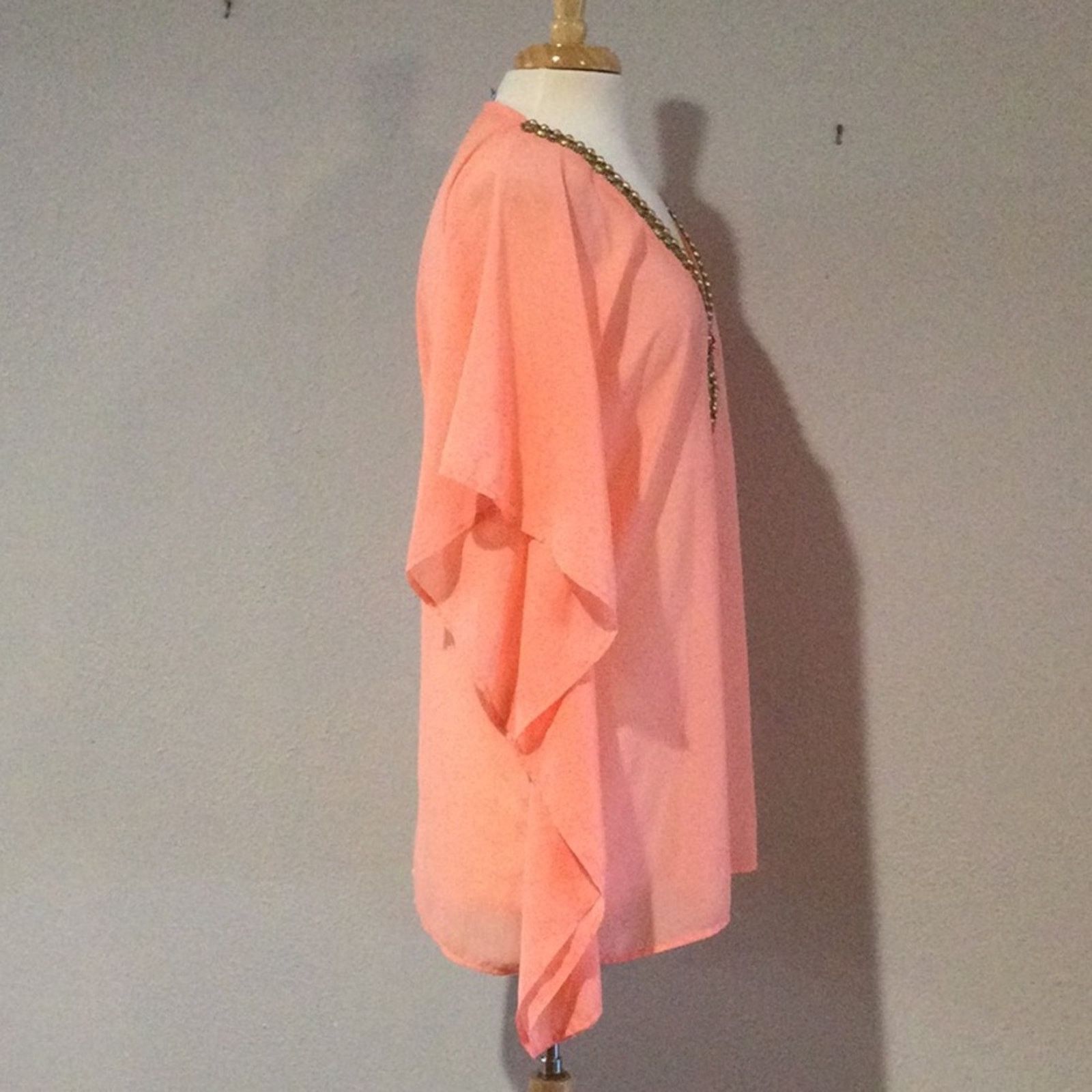 Other Antonio Melani Sheer Pink Beaded Flutter Sleeve Blouse Small Size S / US 4 / IT 40 - 5 Thumbnail
