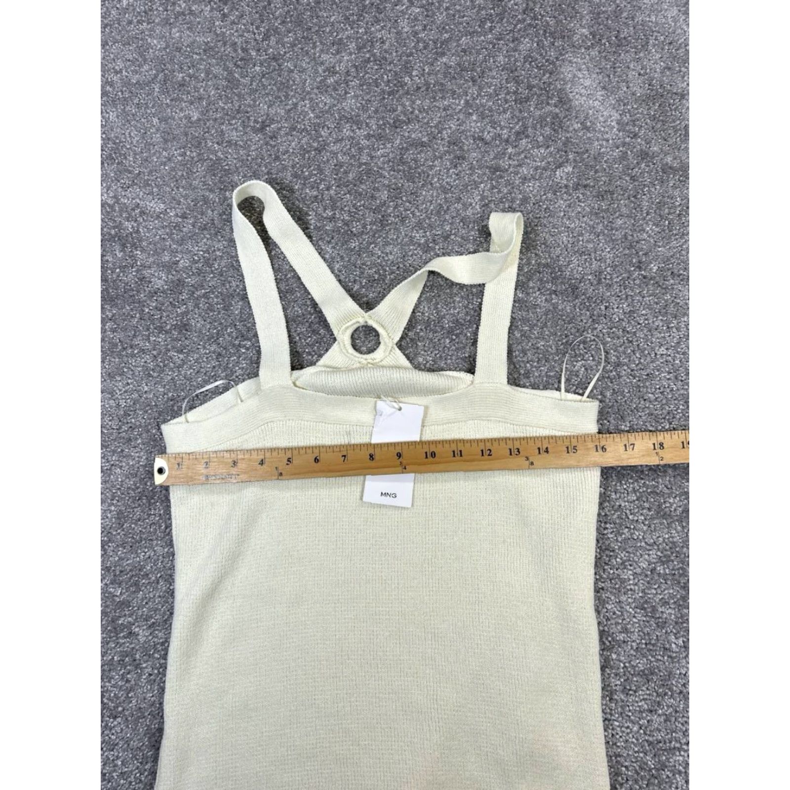 Vintage Mng Cotton Knit Midi Dress Womens Large Beige Sleeveless Cowl Neck Casual Summer Size L / US 10 / IT 46 - 7 Thumbnail