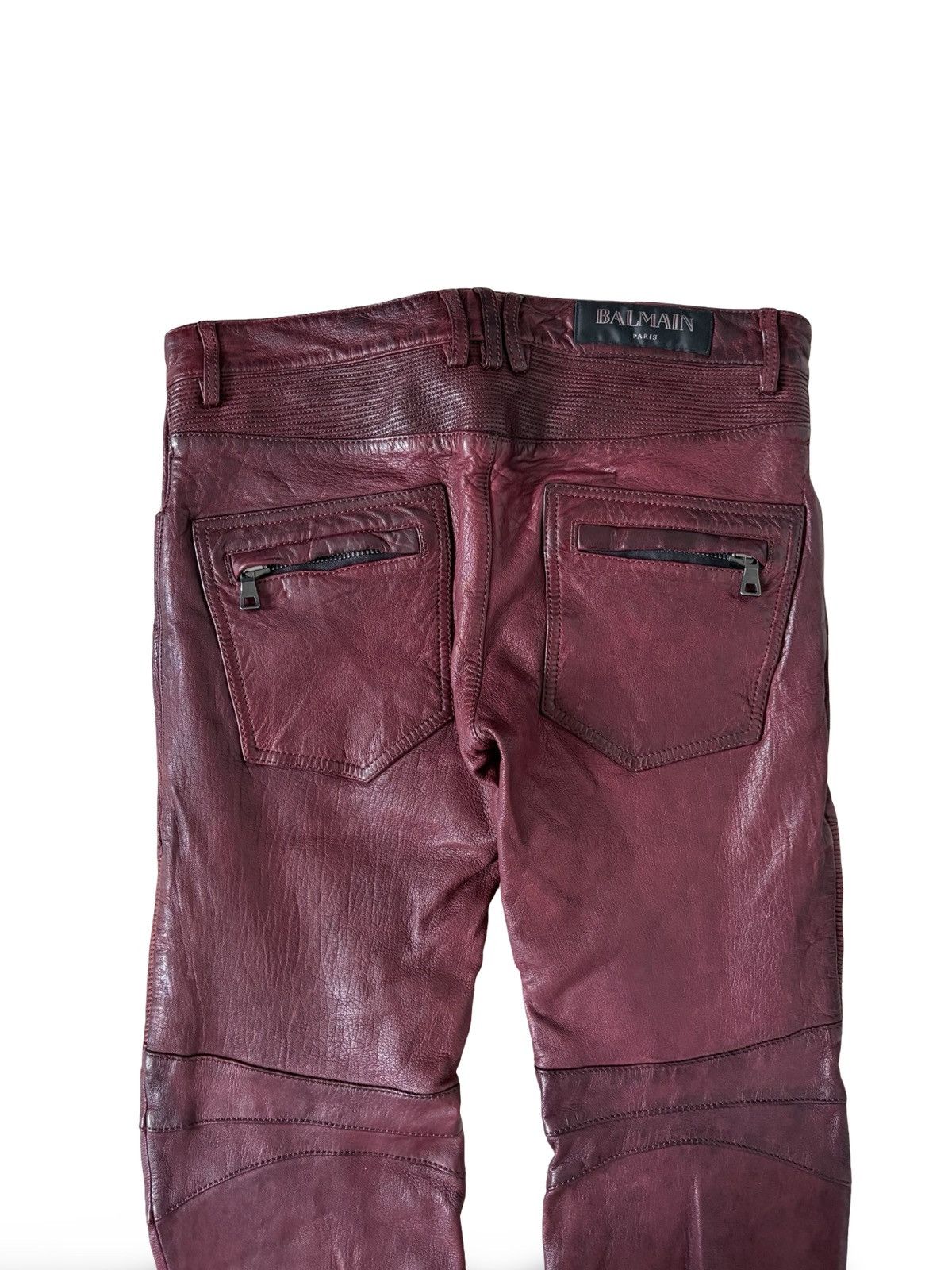 Balmain Balmain FW13 Oxblood Leather Bikers Size US 29 - 4 Thumbnail