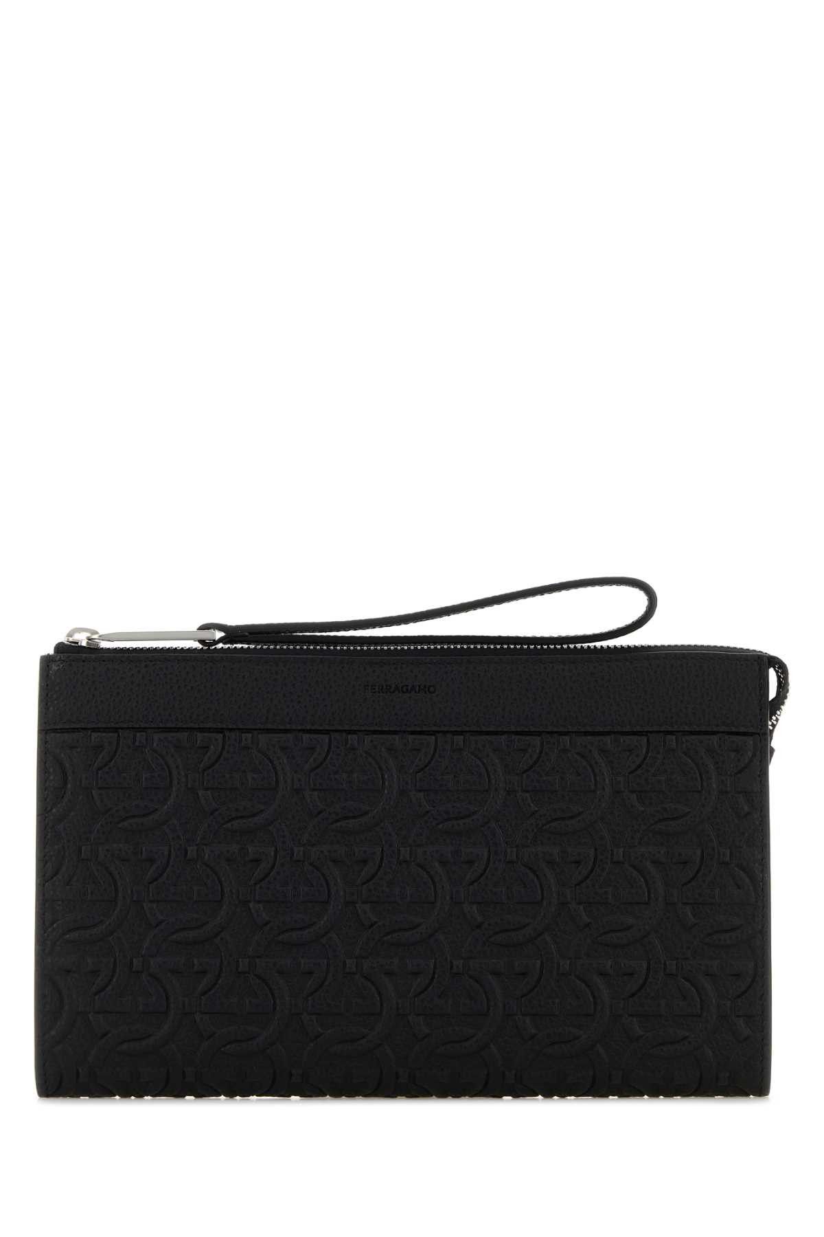 Salvatore Ferragamo Black Leather Clutch Size ONE SIZE - 1 Thumbnail