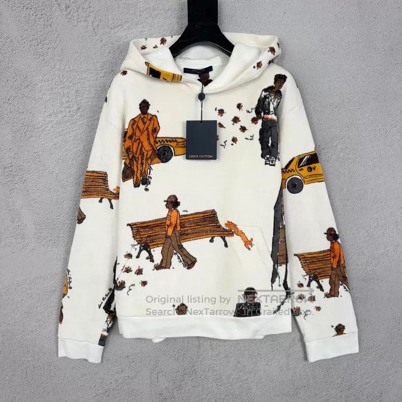 Louis Vuitton Louis Vuitton White Cartoon Pedestrian Flocked Hoodie Size US M / EU 48-50 / 2 - 1 Thumbnail