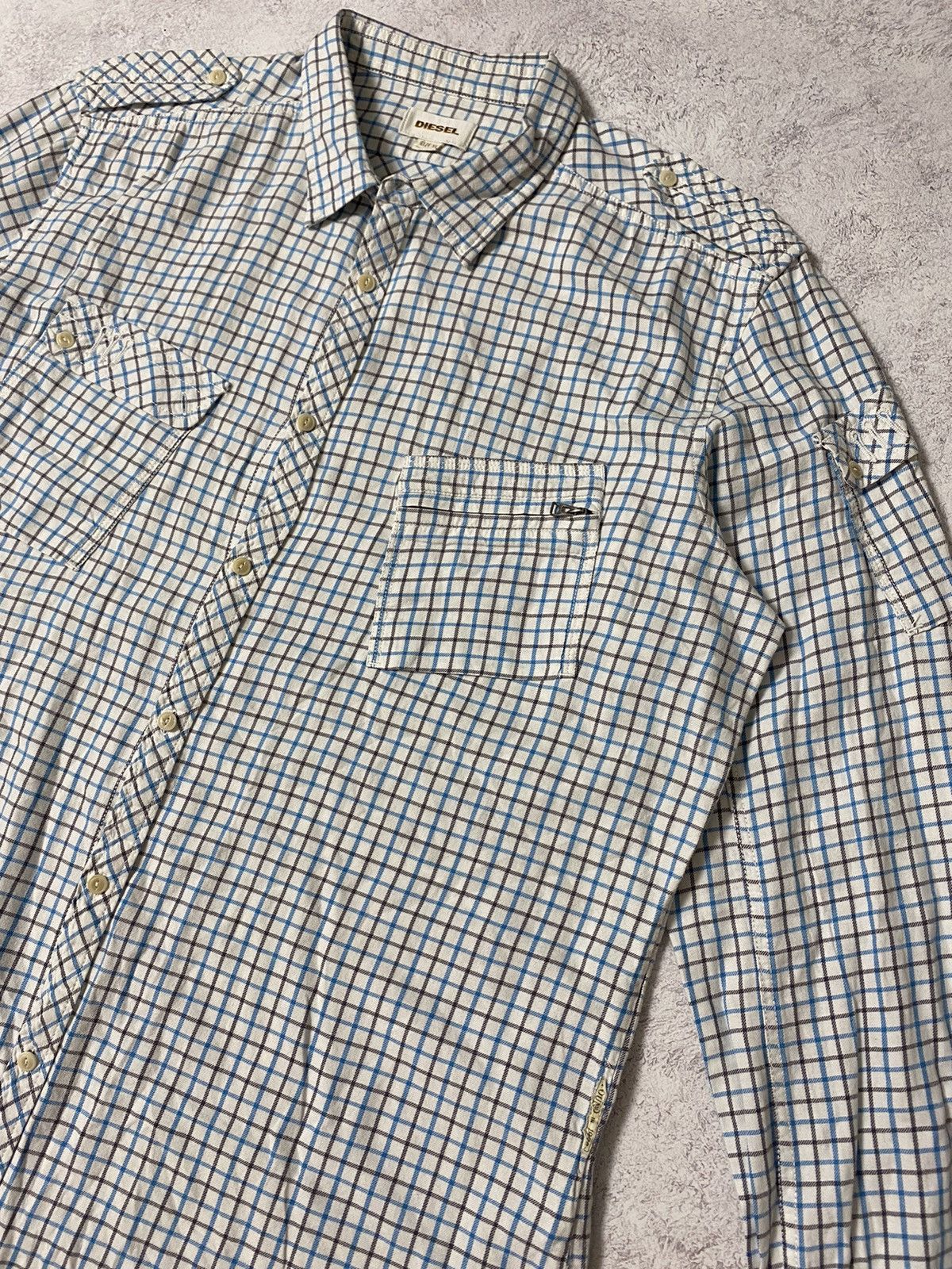 Diesel Vintage Diesel Button Up Check Shirt Zip Pocket Size XL Size US XL / EU 56 / 4 - 4 Thumbnail