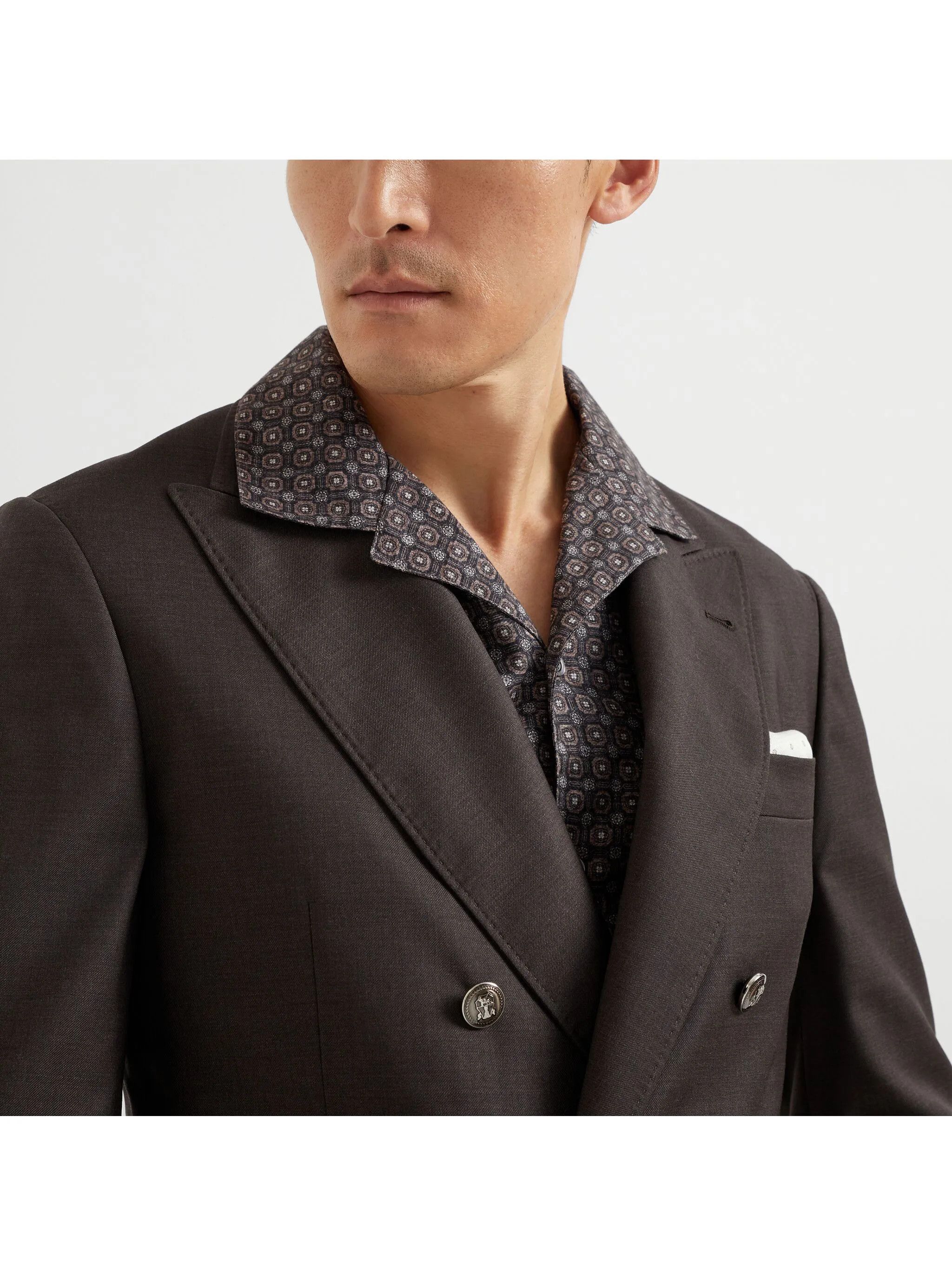 Brunello Cucinelli o1y0526 Double-breasted Blazer in Dark Brown Size US L / EU 52-54 / 3 - 5 Thumbnail
