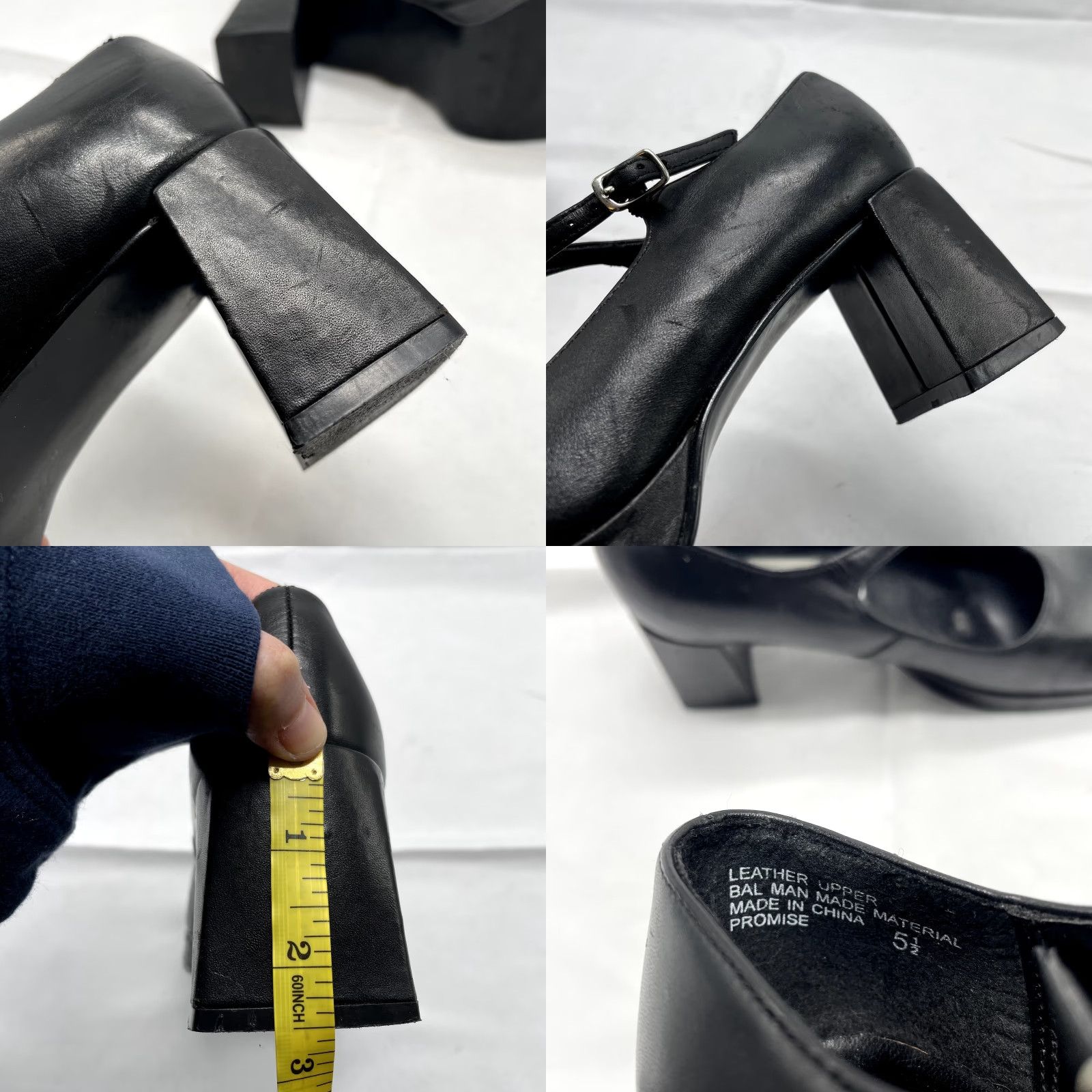 Steve Madden VINTAGE Steve Madden Heels 90s Y2K Platform Mary Jane Black Leather 5.5 Womens Square Toe Size US 6 / IT 36 - 8 Thumbnail