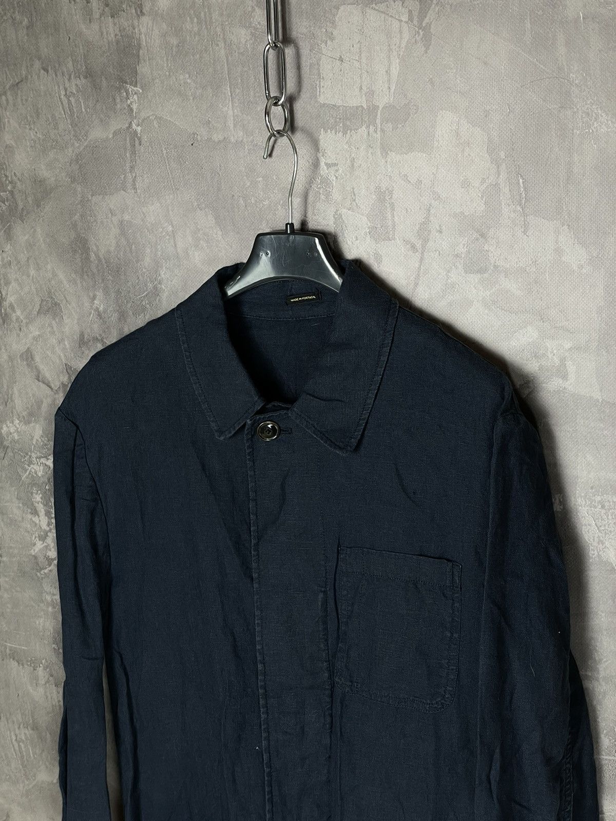 Japanese Brand × Vintage Vintage Navy Linen Old Money Style Luxury Shirt Size US M / EU 48-50 / 2 - 7 Thumbnail