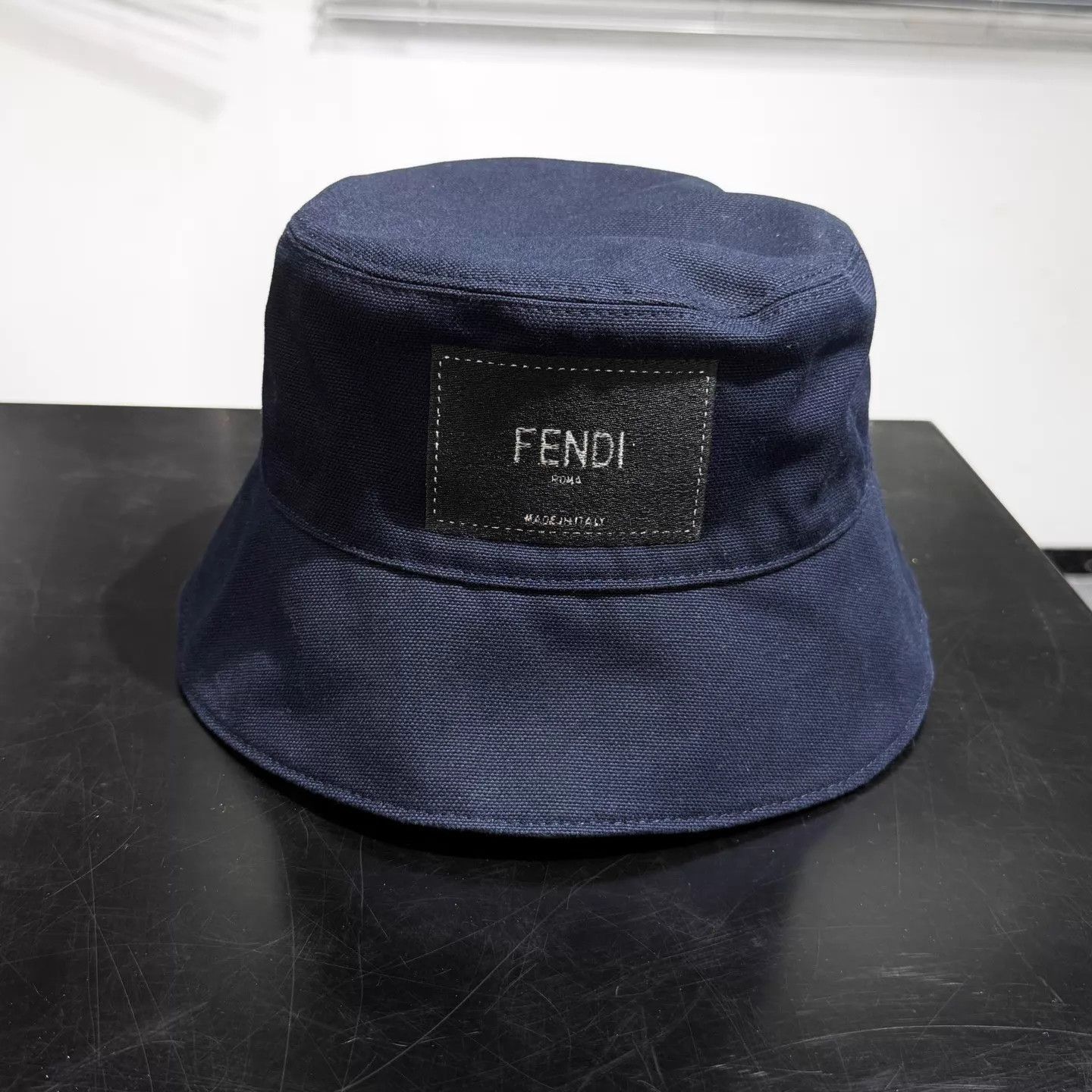 Fendi Fendi Embroidered Logo Navy Blue Fisherman Hat M Size ONE SIZE - 2 Thumbnail