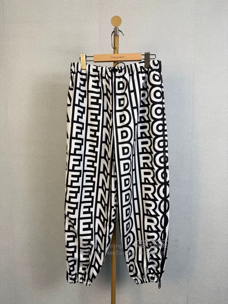 Fendi size L All-Over Printed Drawstring Tapered Pants