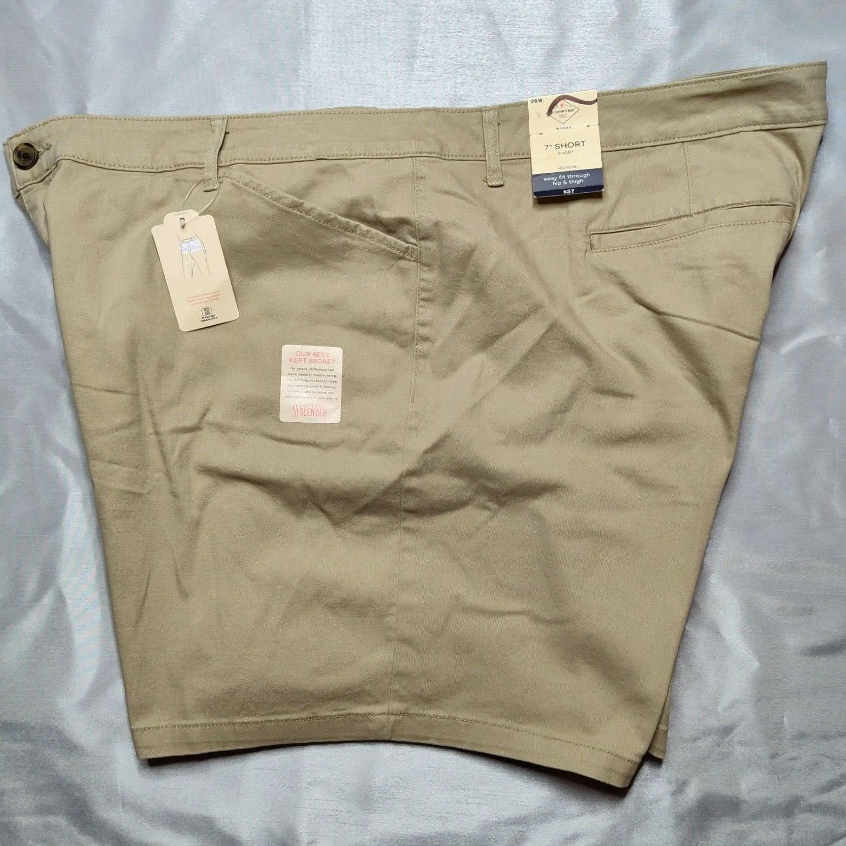 Vintage St Johns Bay Women Plus 26W Biscotti Secretly Slender 7" Shorts NEW Size 26" / US 2 / IT 38 - 2 Thumbnail