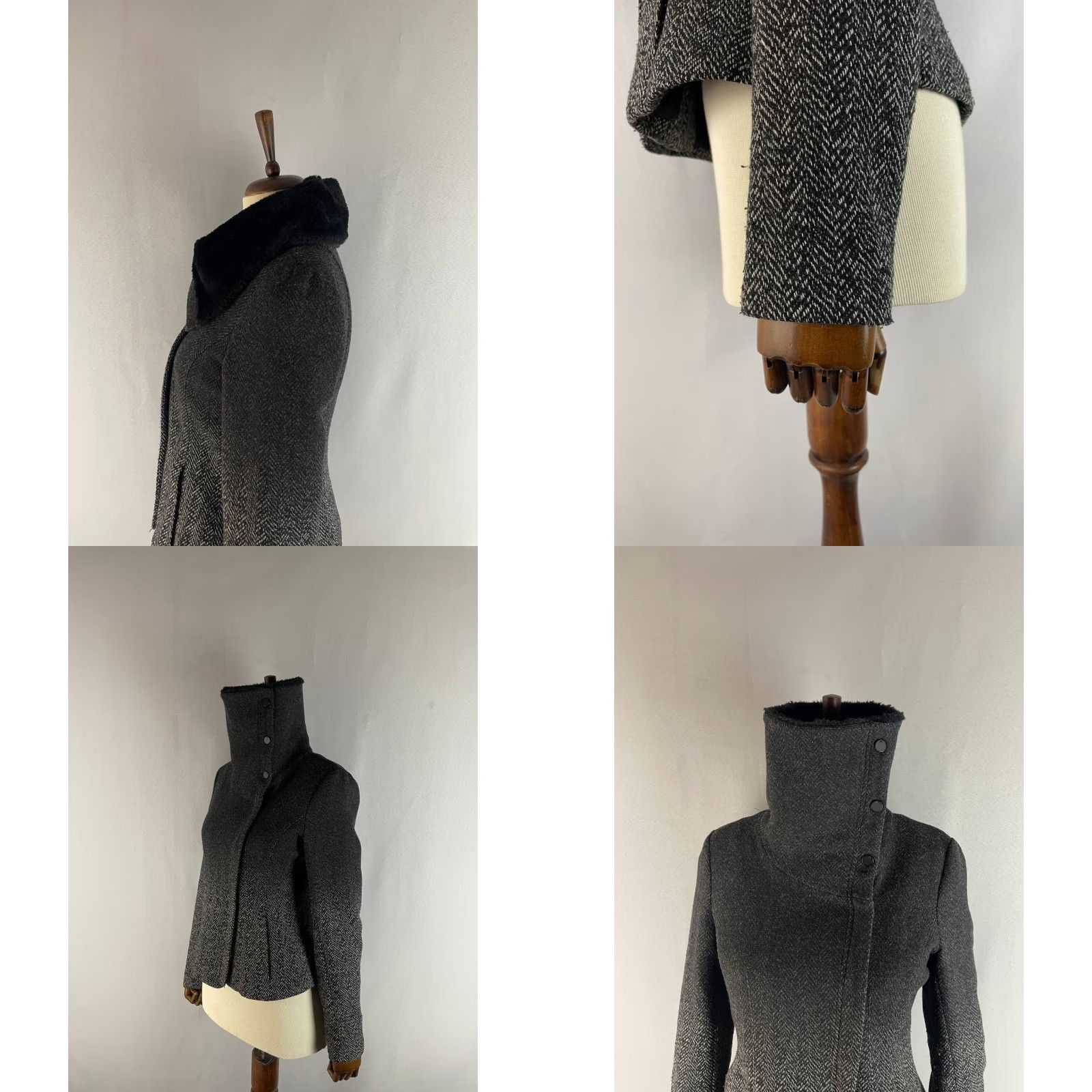 Armani Exchange Armani Exchage Womens Jacket Wool Zip Faux Fur Collar Black Size M Coat Mid-Length White? Size M / US 6-8 / IT 42-44 - 8 Thumbnail
