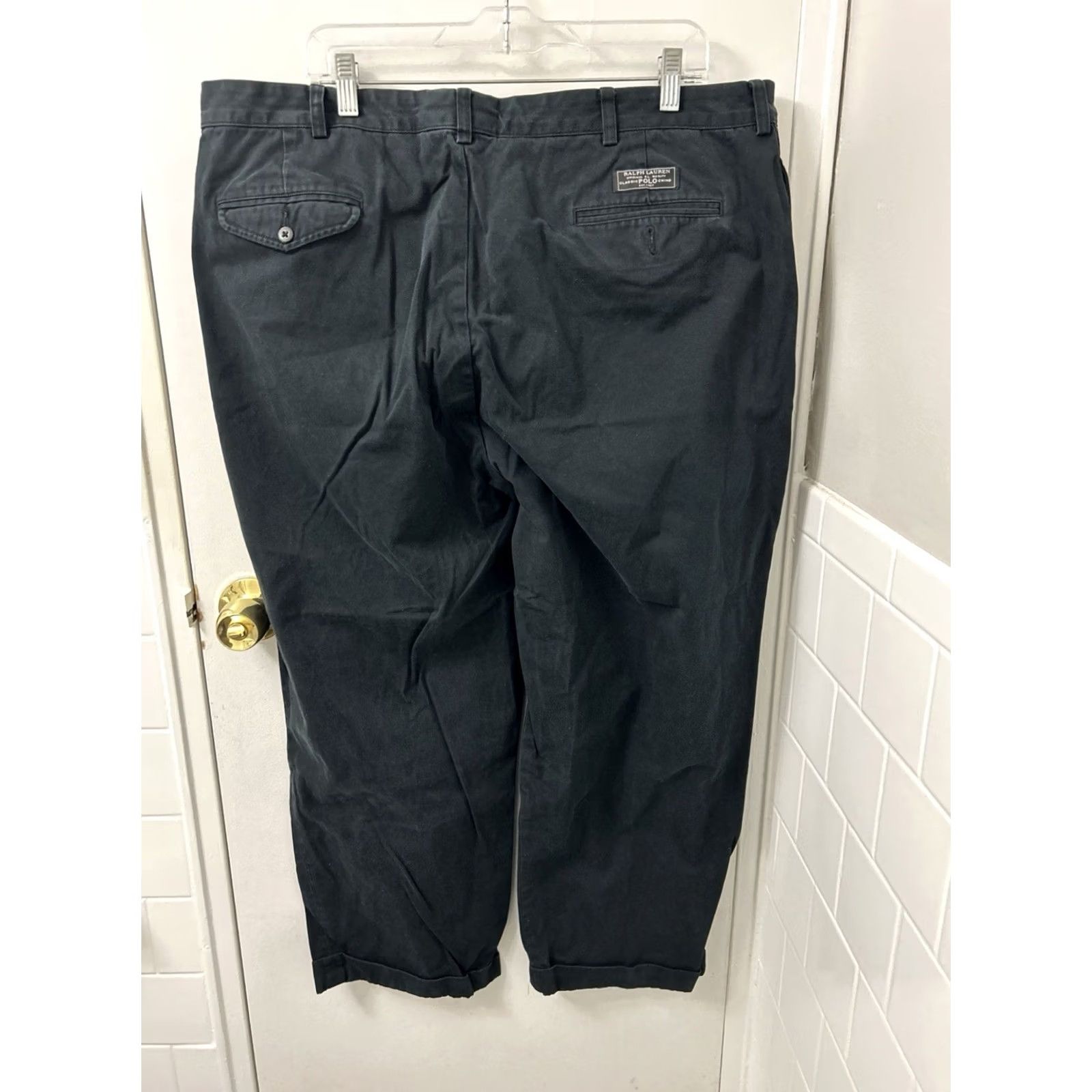 Polo Ralph Lauren VINTAGE Polo Ralph Lauren Hammond Pants Mens 42x27 Black Chino YKK Pleated Cuffed Size US XL / EU 56 / 4 - 7 Thumbnail