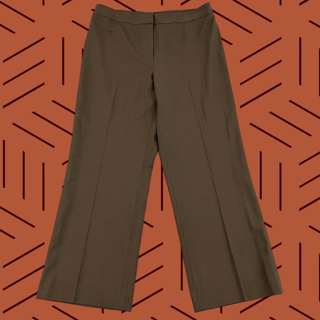 Vintage LAFAYETTE 148 NY Brown Wool Dress Pants Women Size 12 (32x27) Classic Wide-Leg Preppy Business Size 34" / US 12 / IT 48 - 1 Thumbnail