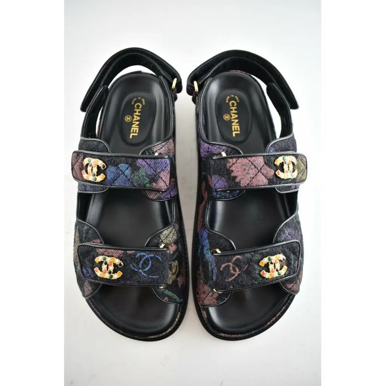 Chanel Chanel 21A Black Denim Graffiti CC Logo Mule Slide Strap Size US 11.5 / IT 41.5 - 8 Thumbnail